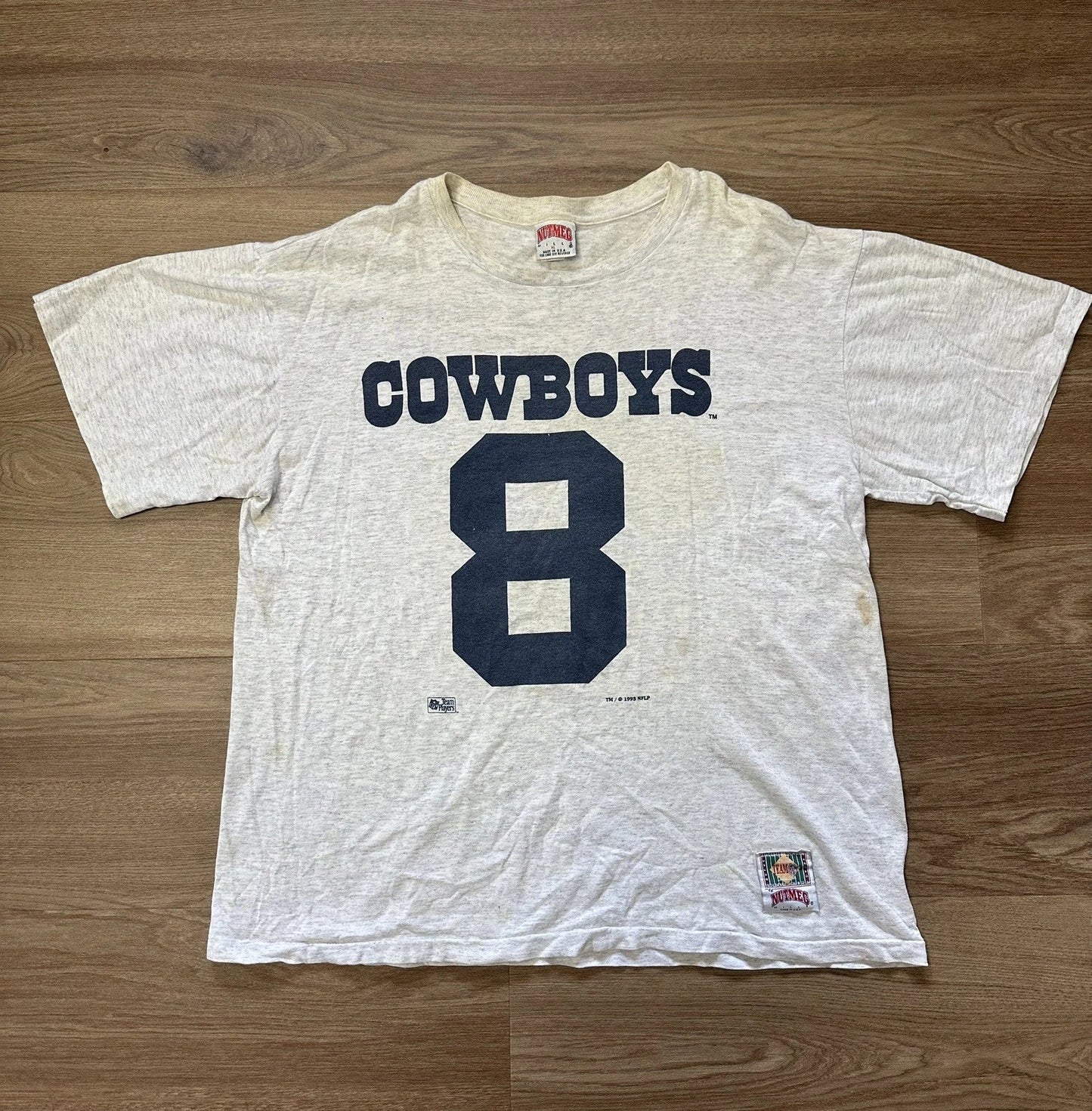 Vintage 90s Dallas Cowboys Troy Aikman Nutmeg Mills Jersey T Shirt Size XL 1993 Unisex T-shirt, Sweatshirt, Hoodie, Long Sleeve Tee - T-Shirt, Sweatshirt, Hoodie