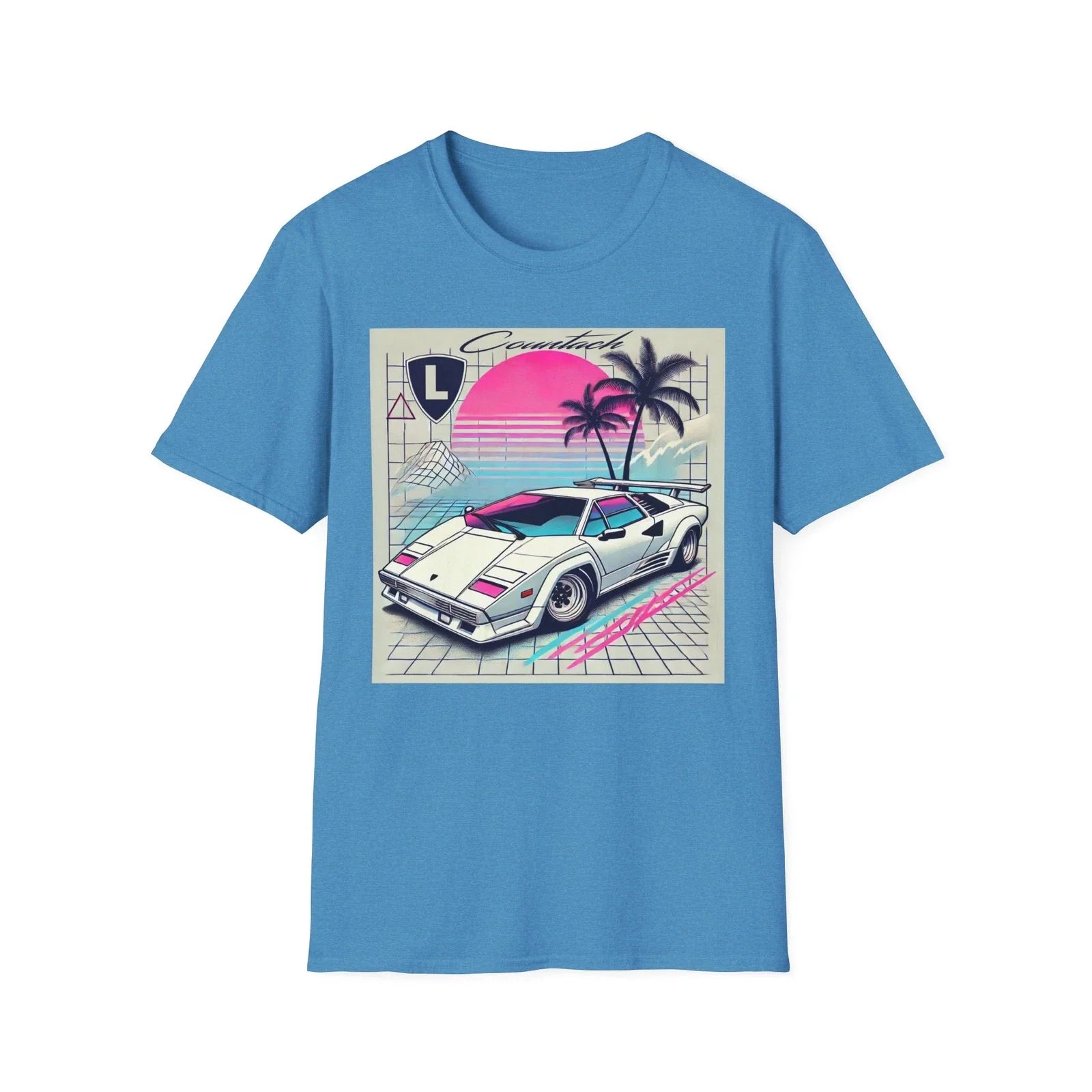 Countach Retro 80s 90s Vaporwave Neon Sunset Palm Tree T-Shirt Unisex T-shirt, Sweatshirt, Hoodie, Long Sleeve Tee - T-Shirt, Sweatshirt, Hoodie
