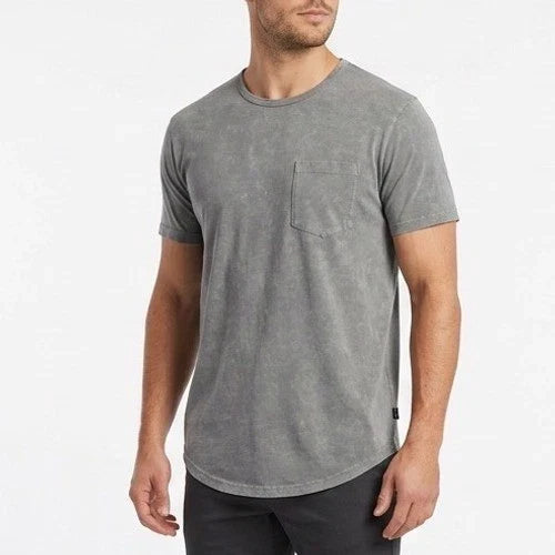Cuts Elongated T-Shirt Men Gray Short Sleeve Outdoor Wear Front Pocket Crew Neck Unisex T-shirt, Sweatshirt, Hoodie, Long Sleeve Tee - T-Shirt, Sweatshirt, Hoodie