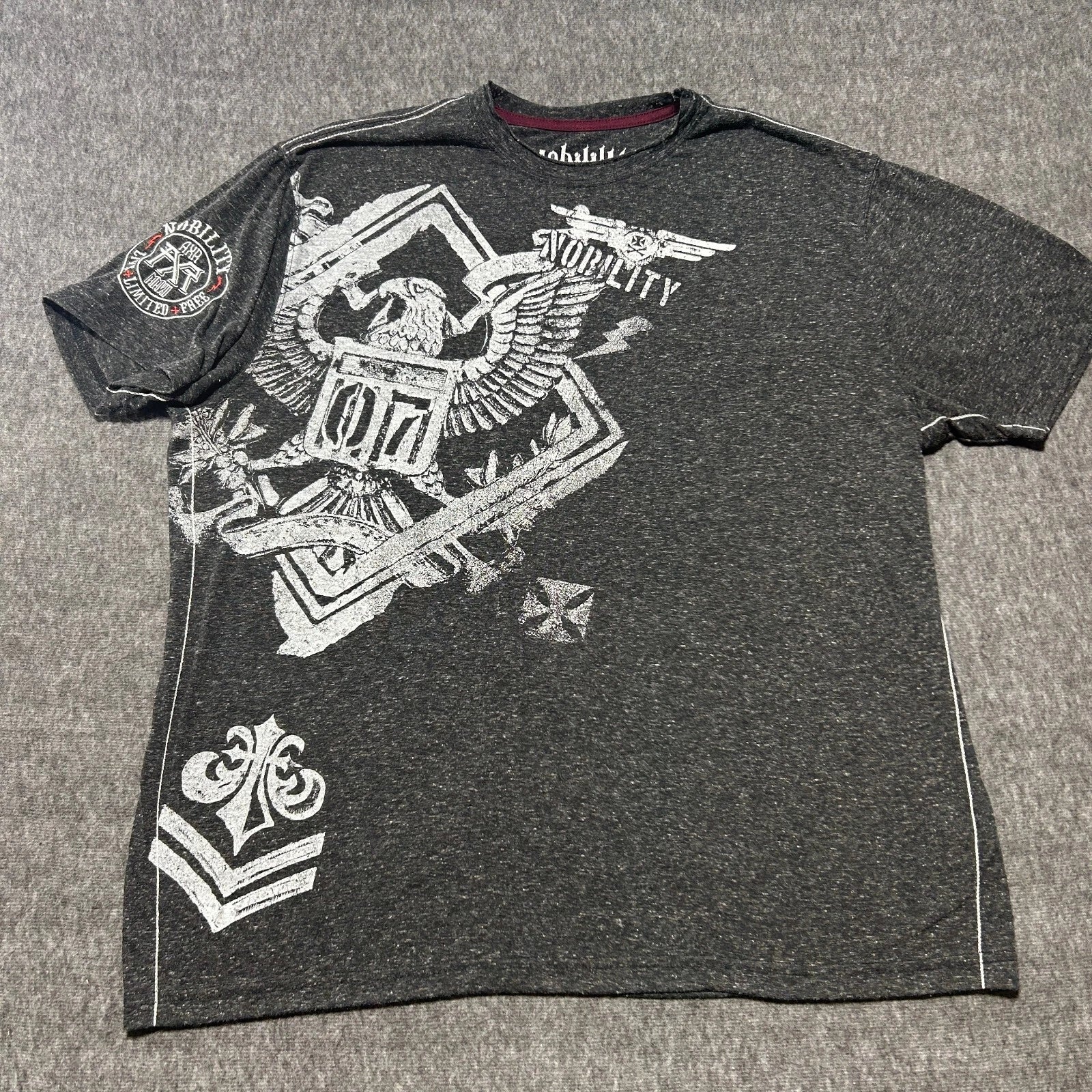 Nobility Mens Shirt Grey XX-LargeAll Over Graphic Eagle Embroidered 2XL Y2K Unisex T-shirt, Sweatshirt, Hoodie, Long Sleeve Tee - T-Shirt, Sweatshirt, Hoodie