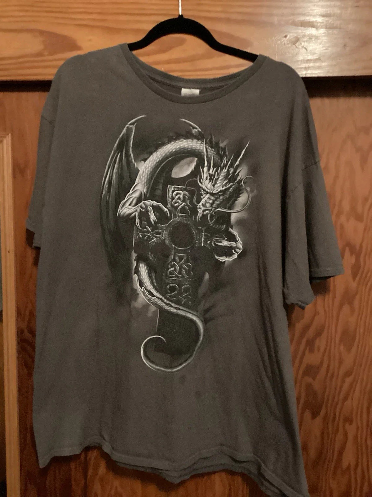 Vintage Y2K Dragon & Celtic Cross Graphic T-Shirt Size XXL Unisex T-shirt, Sweatshirt, Hoodie, Long Sleeve Tee - T-Shirt, Sweatshirt, Hoodie