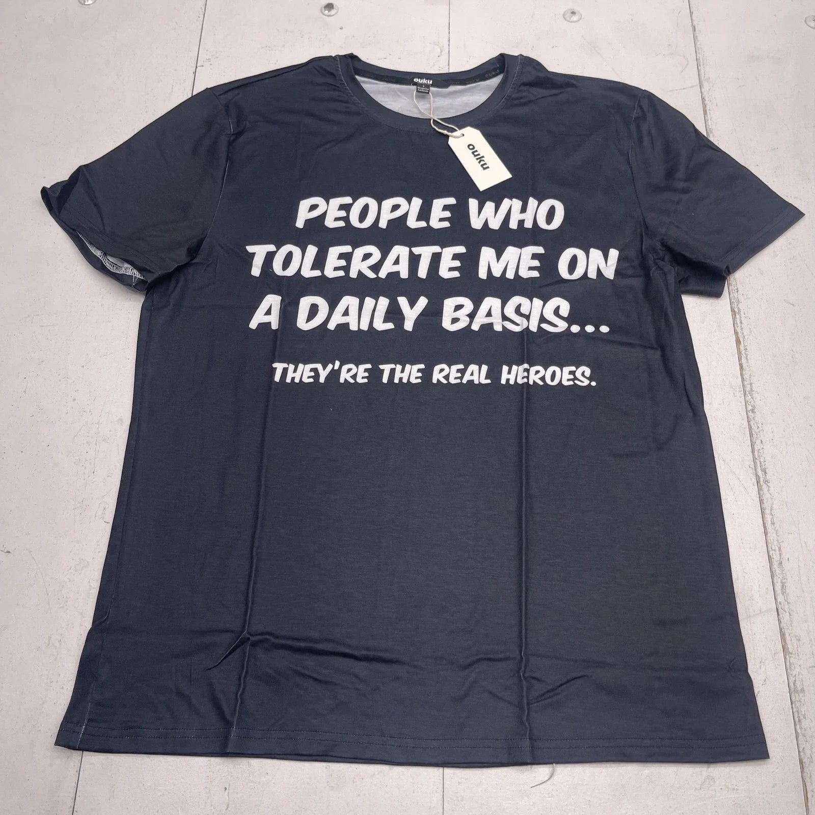 Ouku Shirt Mens Large Black Funny Graphic Novelty Quote Polyester Short Sleeve Unisex T-shirt, Sweatshirt, Hoodie, Long Sleeve Tee - T-Shirt, Sweatshirt, Hoodie