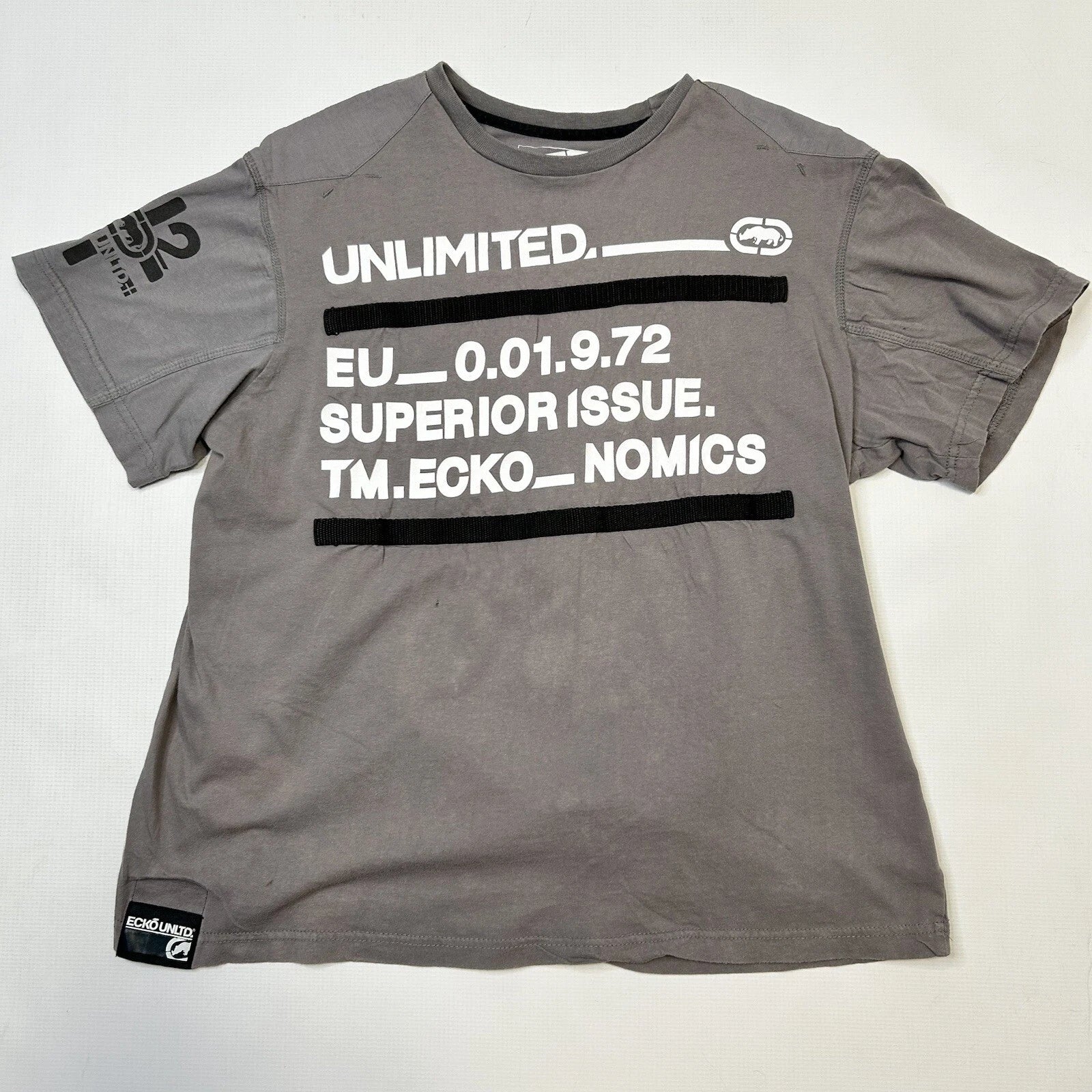 Ecko Unltd Y2K T-shirt Streetwear Superior Issue Eckonomics Rhino Gray Men Lrge Unisex T-shirt, Sweatshirt, Hoodie, Long Sleeve Tee - T-Shirt, Sweatshirt, Hoodie