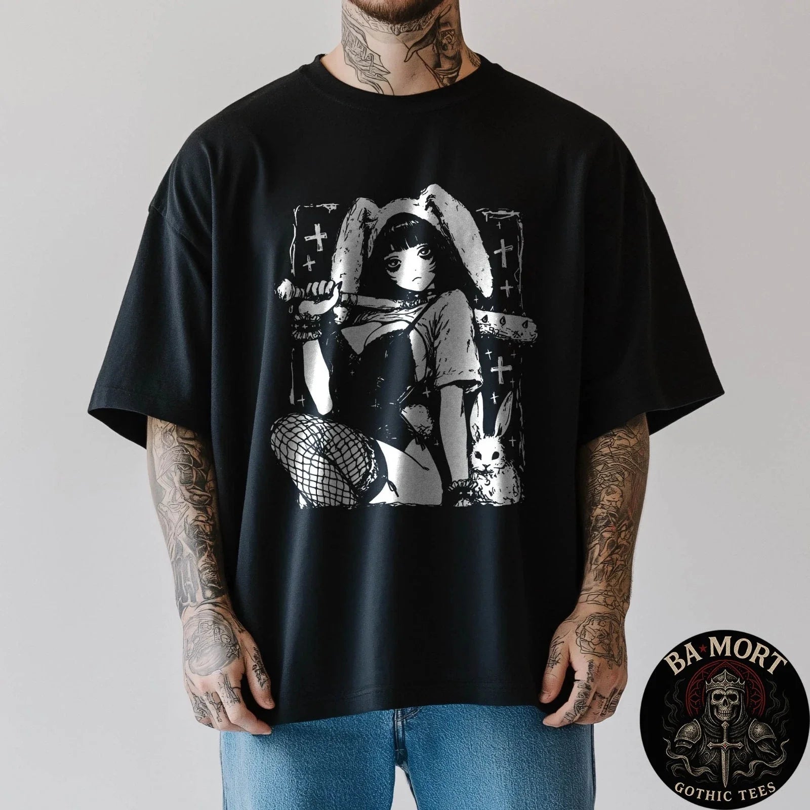 Creepy Horror Bunny Girl Anime Manga Alt Kawaii Harajuku T-Shirt Unisex T-shirt, Sweatshirt, Hoodie, Long Sleeve Tee - T-Shirt, Sweatshirt, Hoodie