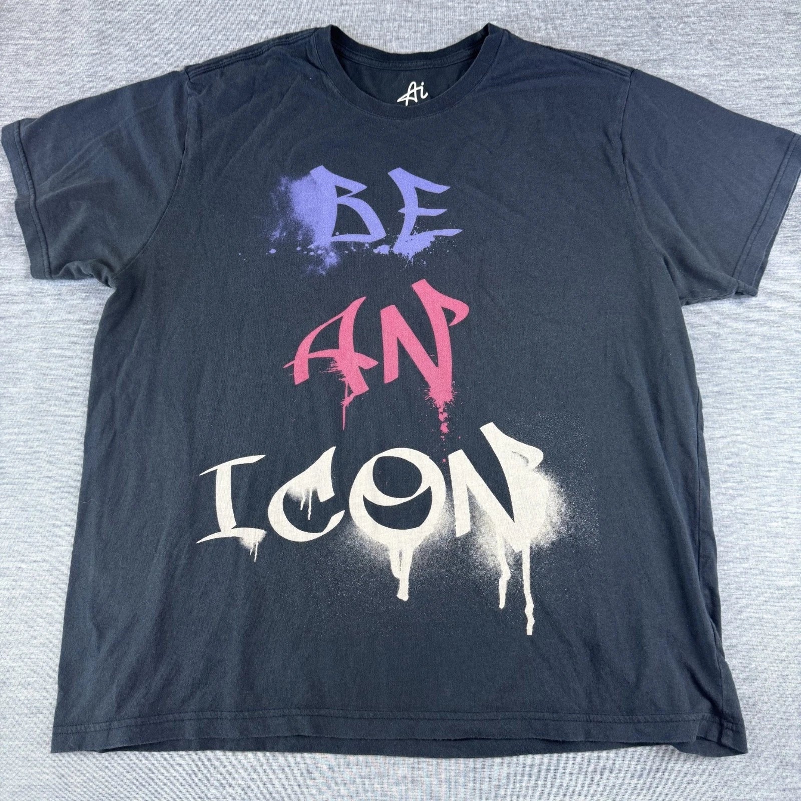 AI Authentic Icon "Be An Icon" Streetwear T Shirt Mens Black Paint Graffiti XL Unisex T-shirt, Sweatshirt, Hoodie, Long Sleeve Tee - T-Shirt, Sweatshirt, Hoodie