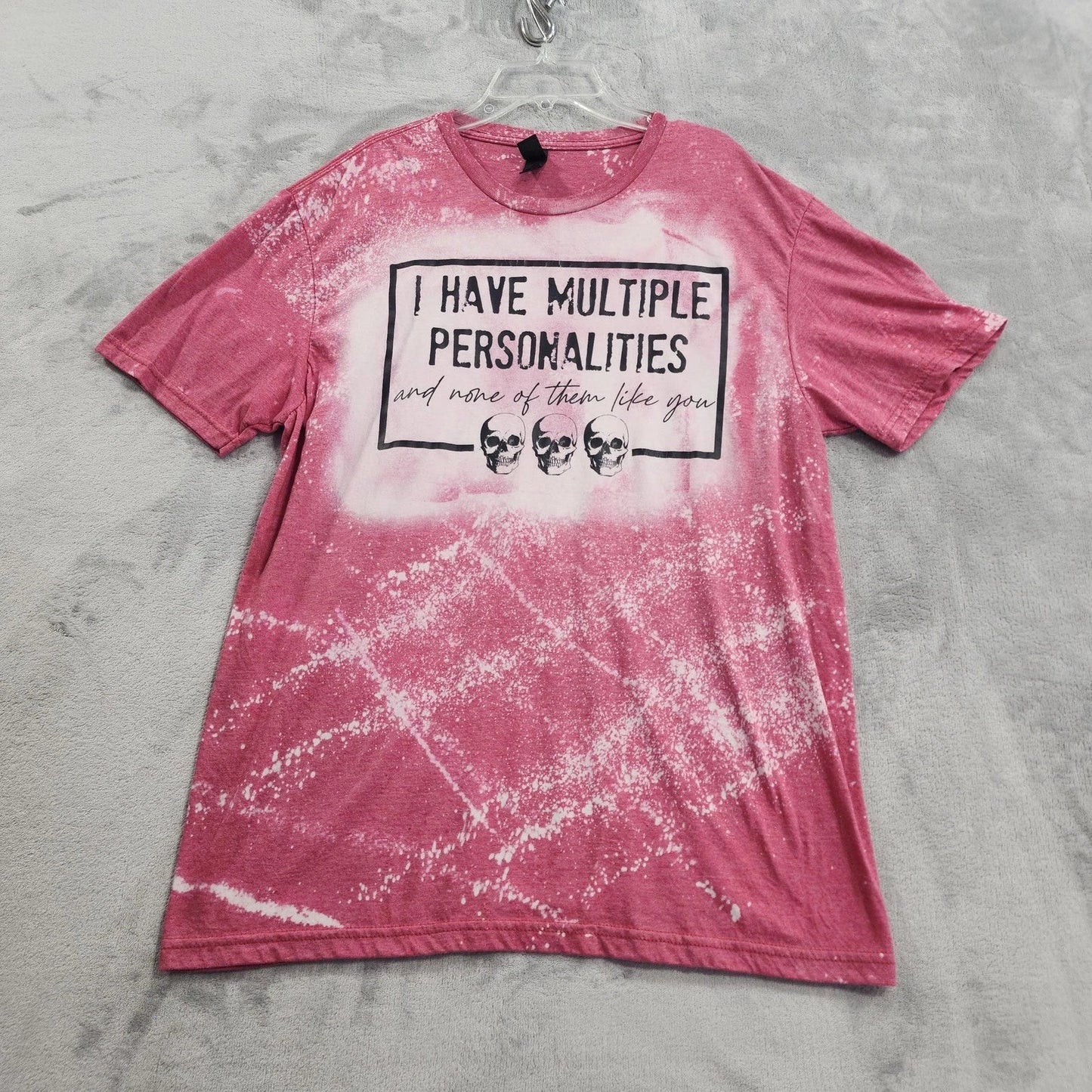 Gildan Shirt Mens L Pink Bleached Multiple Personalities Skull Funny Graphic Tee Unisex T-shirt, Sweatshirt, Hoodie, Long Sleeve Tee - T-Shirt, Sweatshirt, Hoodie