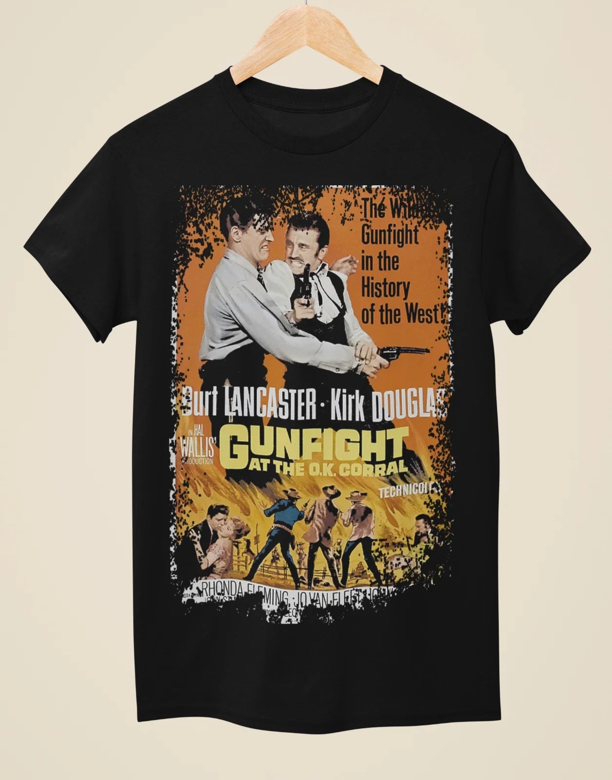 Gunfight at the O.K. Corral - Western Movie Poster inspired Unisex Black T-Shirt Unisex T-shirt, Sweatshirt, Hoodie, Long Sleeve Tee - T-Shirt, Sweatshirt, Hoodie