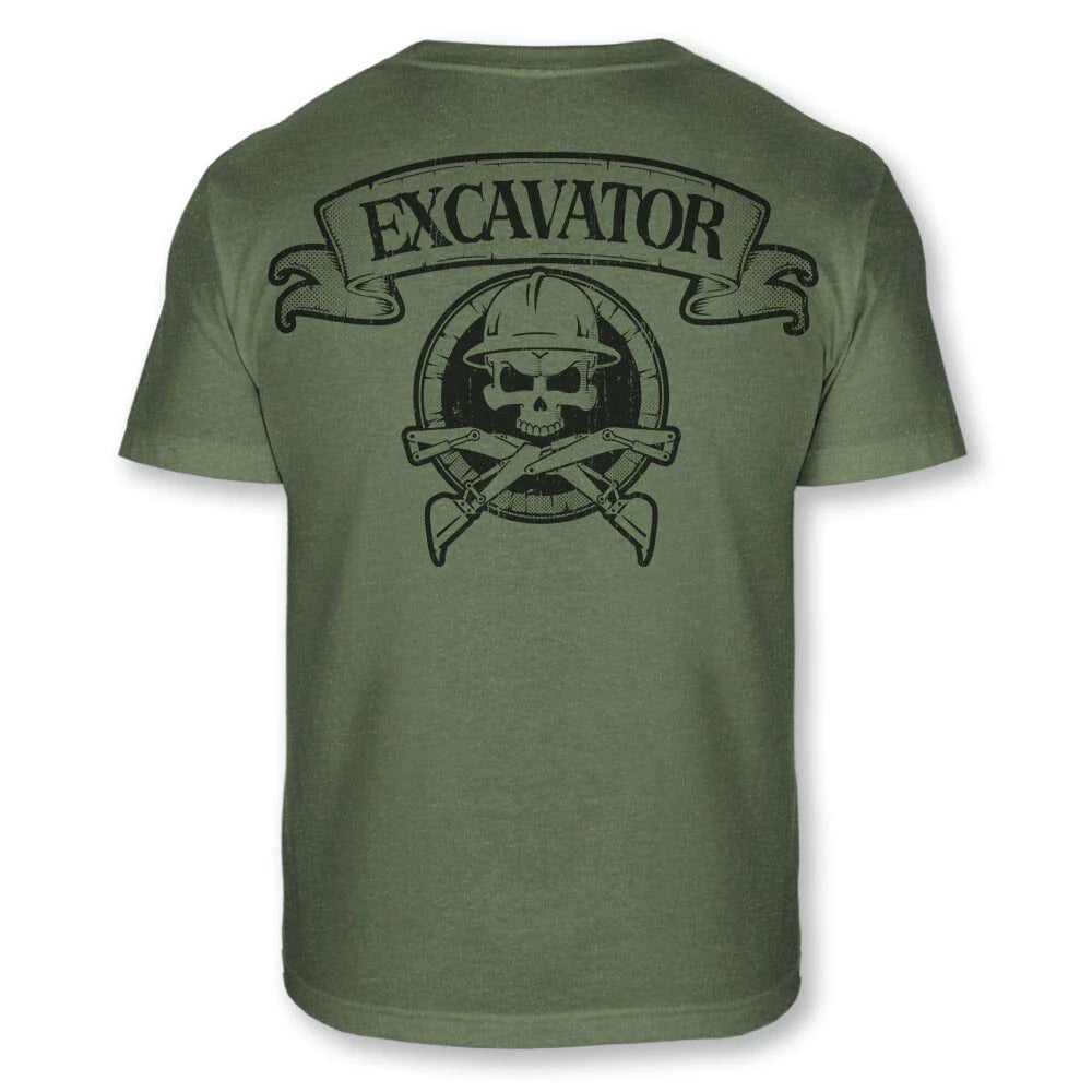 Excavator Skull Crossbones T-Shirt Digger Backhoe Excavate Soft Blend Tee - A114 Unisex T-shirt, Sweatshirt, Hoodie, Long Sleeve Tee - T-Shirt, Sweatshirt, Hoodie