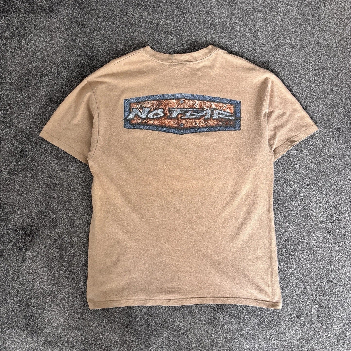 Vintage No Fear Beige T-shirt Large Made In Usa Skate Y2K 90s Graphic Rare 00s Unisex T-shirt, Sweatshirt, Hoodie, Long Sleeve Tee - T-Shirt, Sweatshirt, Hoodie