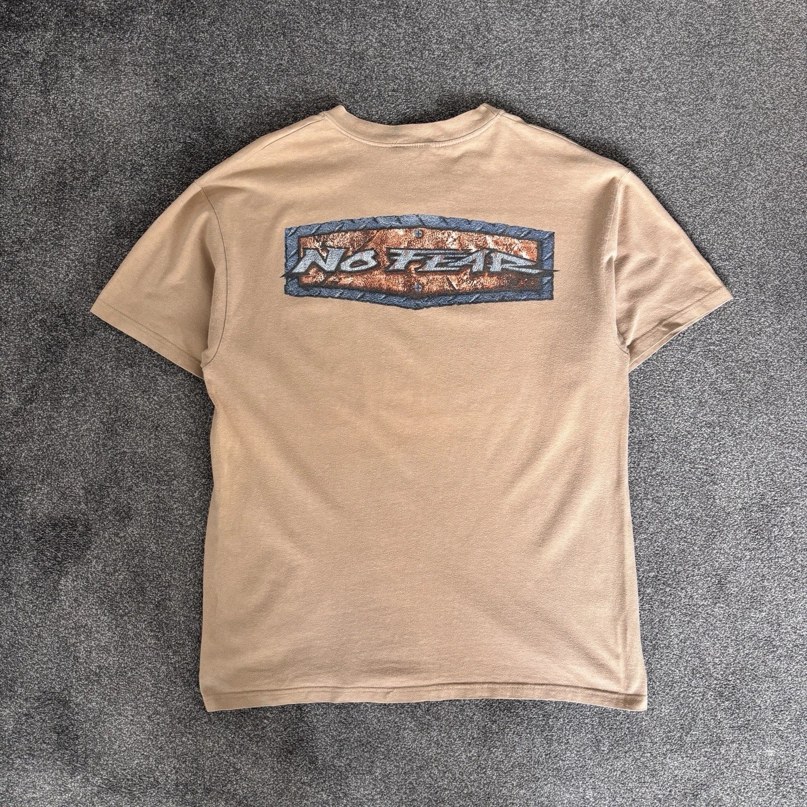 Vintage No Fear Beige T-shirt Large Made In Usa Skate Y2K 90s Graphic Rare 00s Unisex T-shirt, Sweatshirt, Hoodie, Long Sleeve Tee - T-Shirt, Sweatshirt, Hoodie