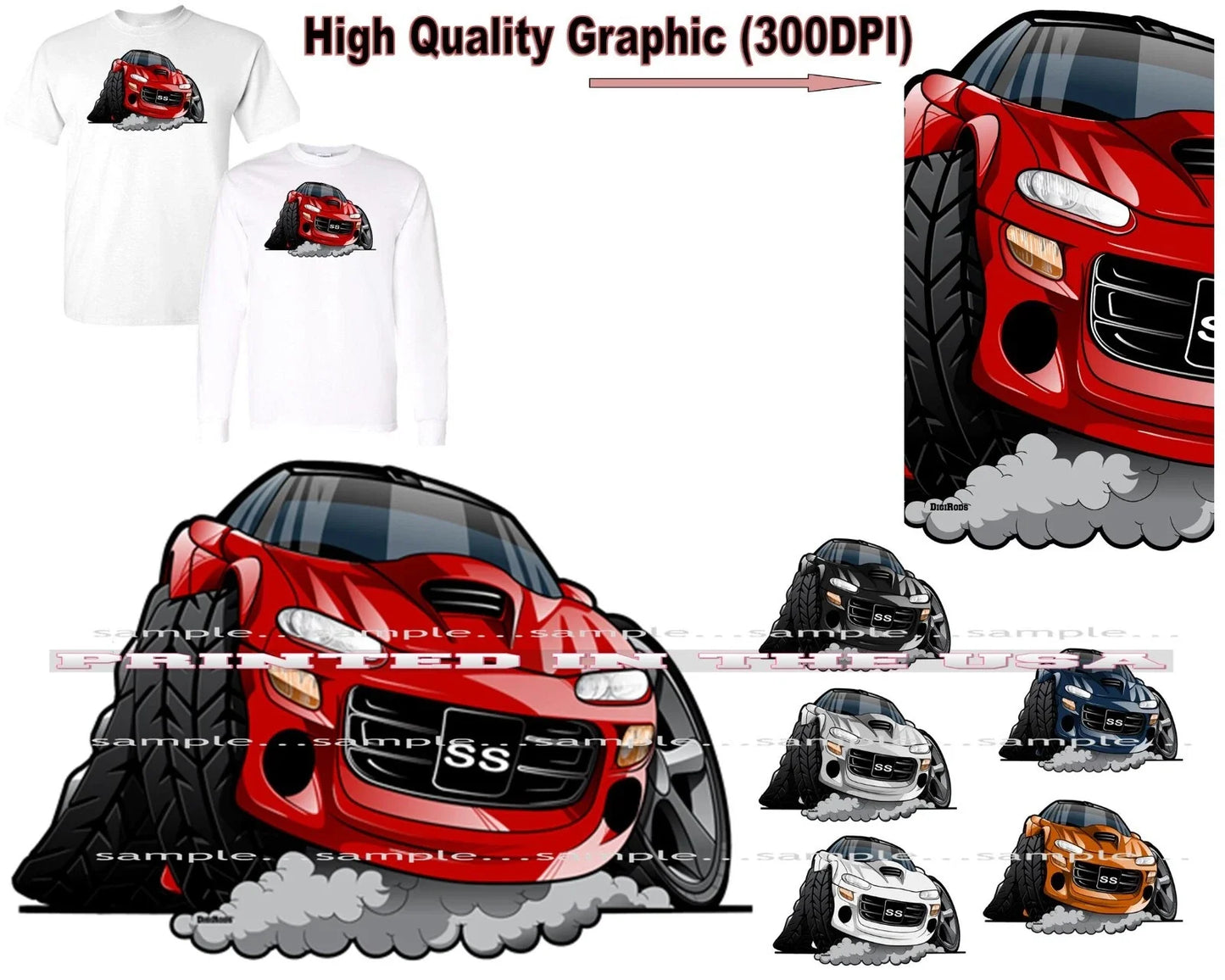 Chevrolet Chevy Camaro SS 4th Fourth Generation DigiRods Cartoon Car T Shirt Unisex T-shirt, Sweatshirt, Hoodie, Long Sleeve Tee - T-Shirt, Sweatshirt, Hoodie