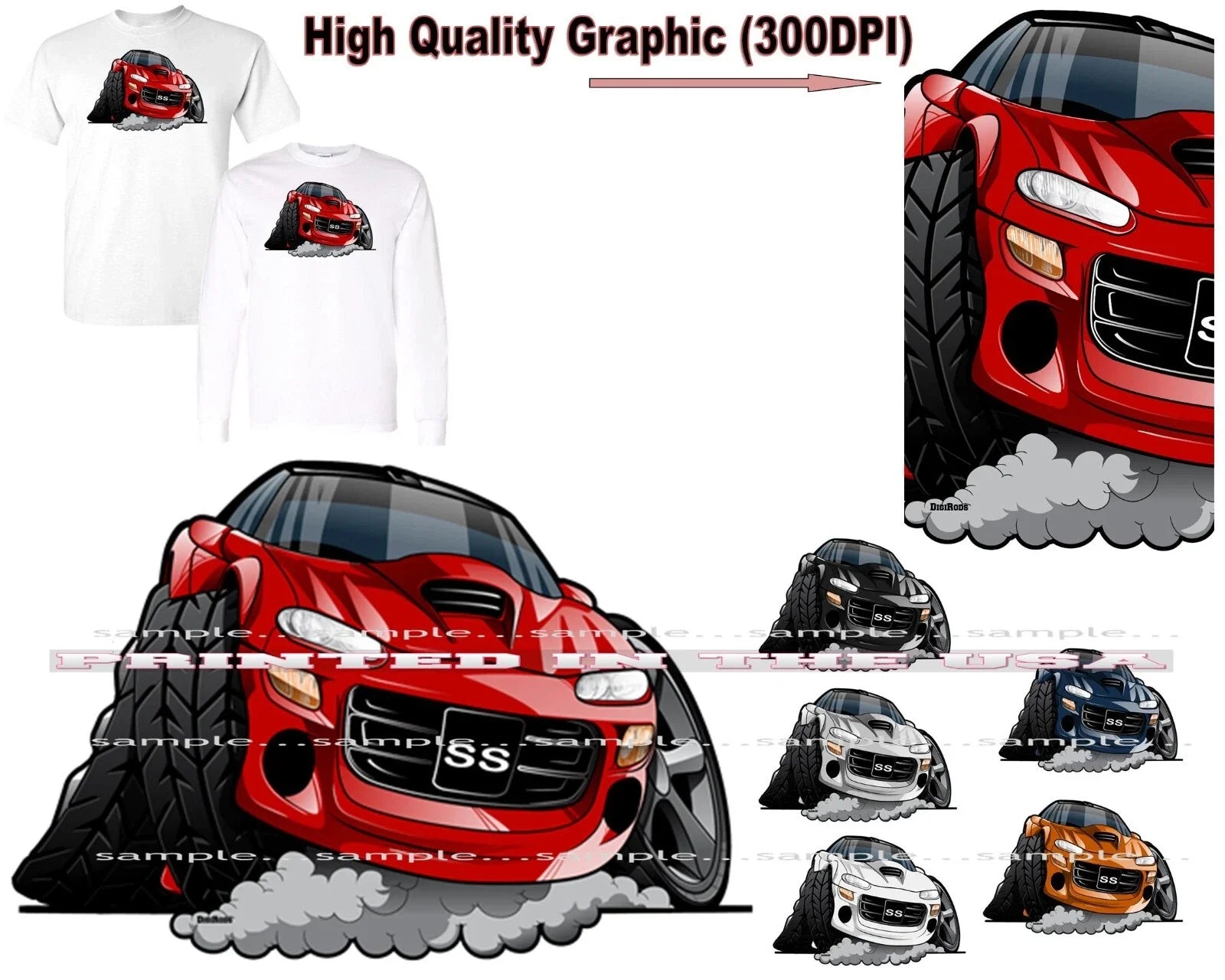 Chevrolet Chevy Camaro SS 4th Fourth Generation DigiRods Cartoon Car T Shirt Unisex T-shirt, Sweatshirt, Hoodie, Long Sleeve Tee - T-Shirt, Sweatshirt, Hoodie