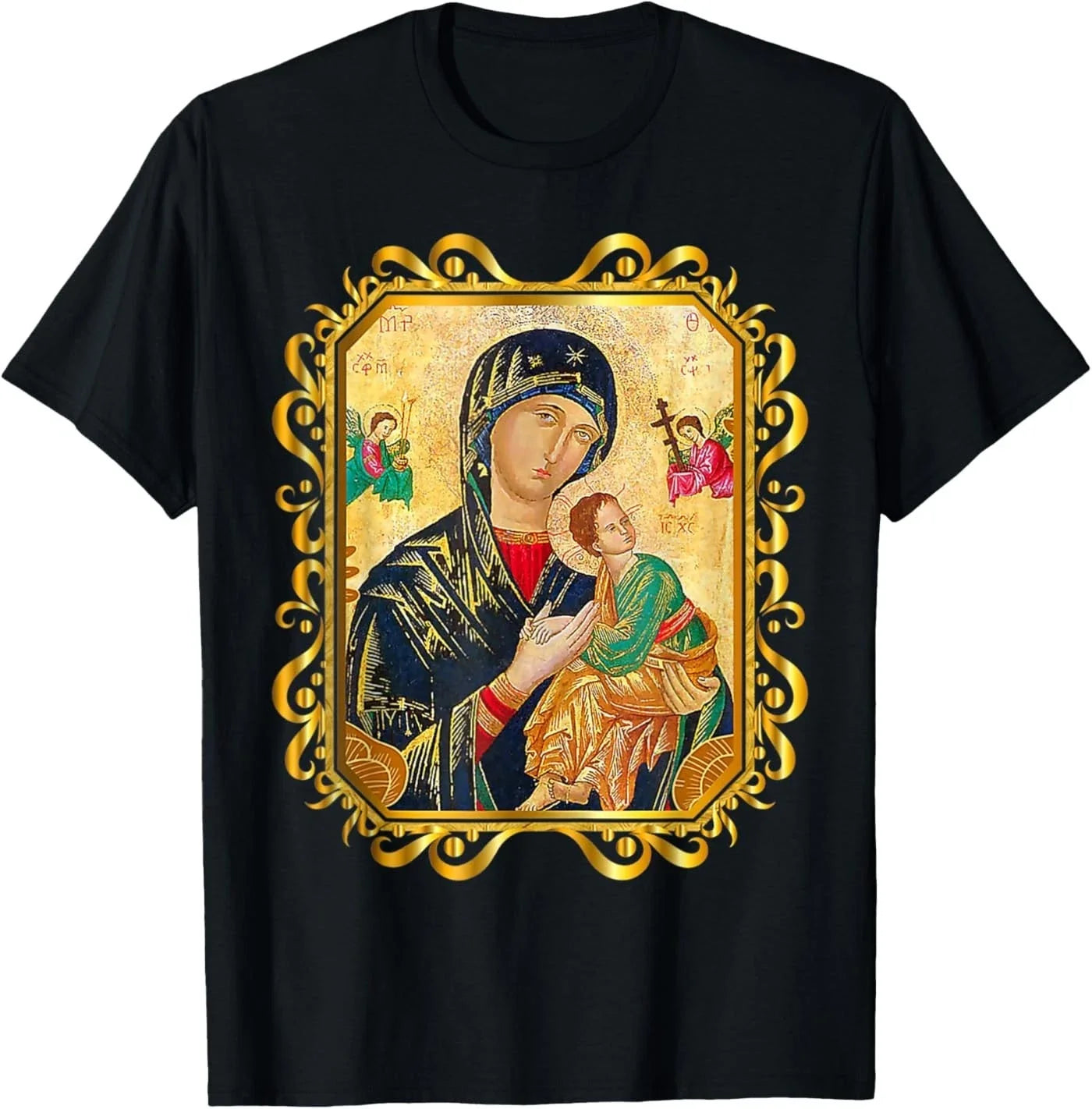 Our Lady of Perpetual Help Blessed Mother Mary Catholic Icon T-Shirt Unisex T-shirt, Sweatshirt, Hoodie, Long Sleeve Tee - T-Shirt, Sweatshirt, Hoodie