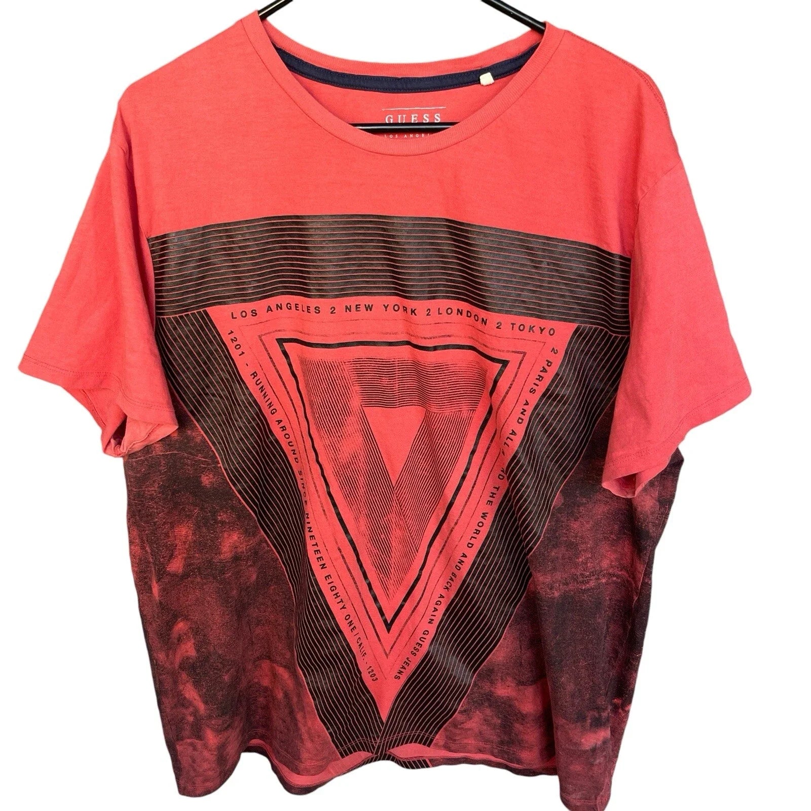 Guess Los Angeles Shirt Mens 2X XXL Red Cotton Short Sleeve Double Sided Y2K Unisex T-shirt, Sweatshirt, Hoodie, Long Sleeve Tee - T-Shirt, Sweatshirt, Hoodie