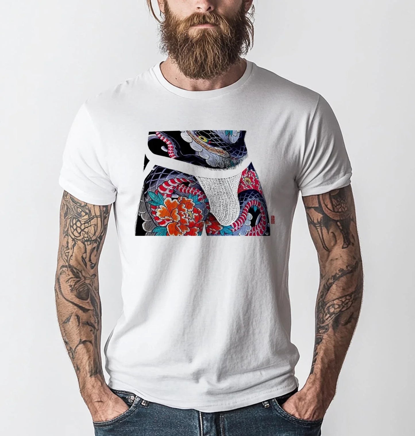 Gay Fashion Inked Hunk T-shirt | Gay Jocks l Gay Tattoos l Gift for Him l Snake Unisex T-shirt, Sweatshirt, Hoodie, Long Sleeve Tee - T-Shirt, Sweatshirt, Hoodie