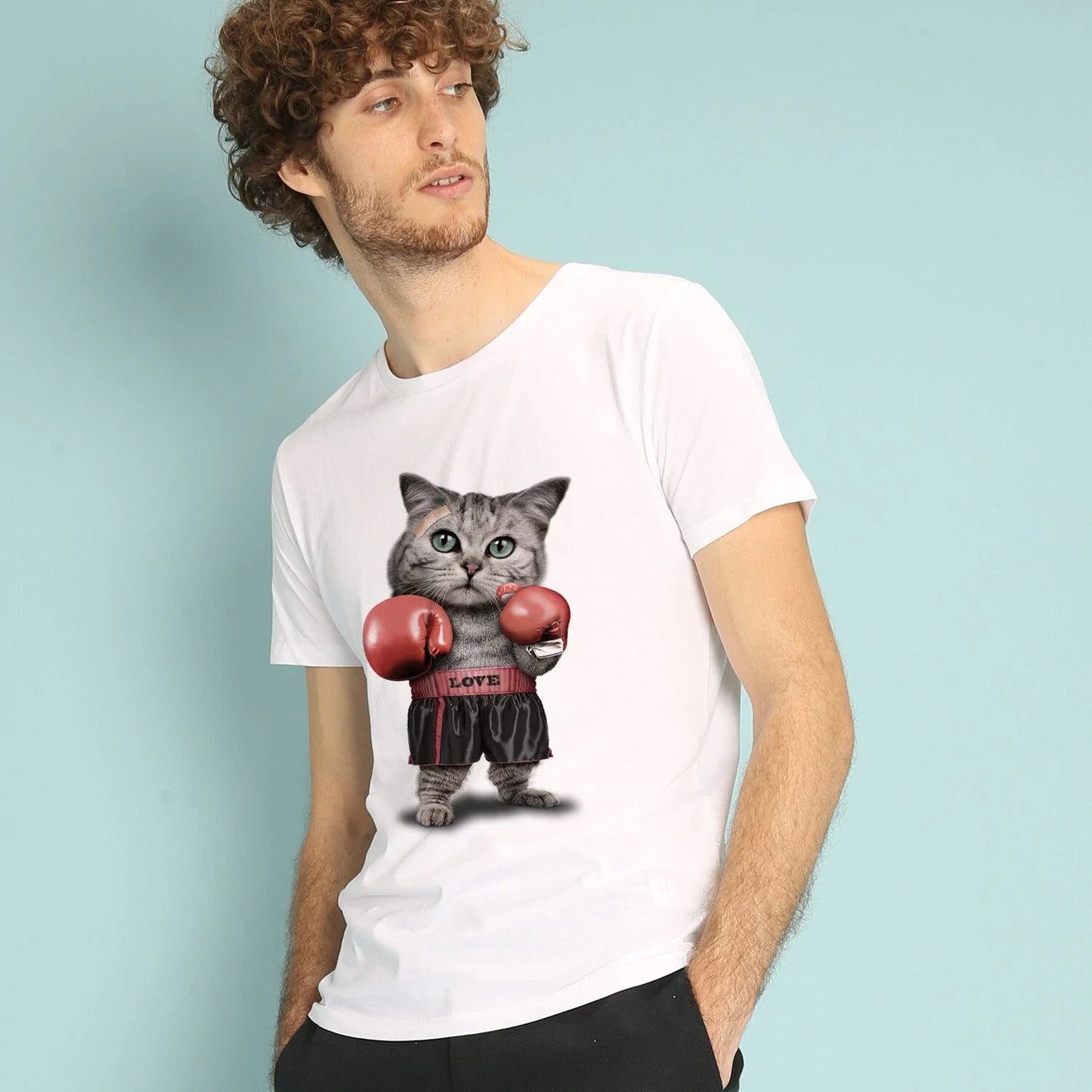 Men's Short Sleeve T-Shirt White, BOXING CAT Unisex T-shirt, Sweatshirt, Hoodie, Long Sleeve Tee - T-Shirt, Sweatshirt, Hoodie