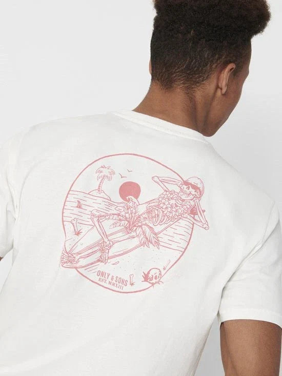 ONLY & SONS Mens Skeleton Printed T-shirt Size Medium White Y2K Unisex T-shirt, Sweatshirt, Hoodie, Long Sleeve Tee - T-Shirt, Sweatshirt, Hoodie