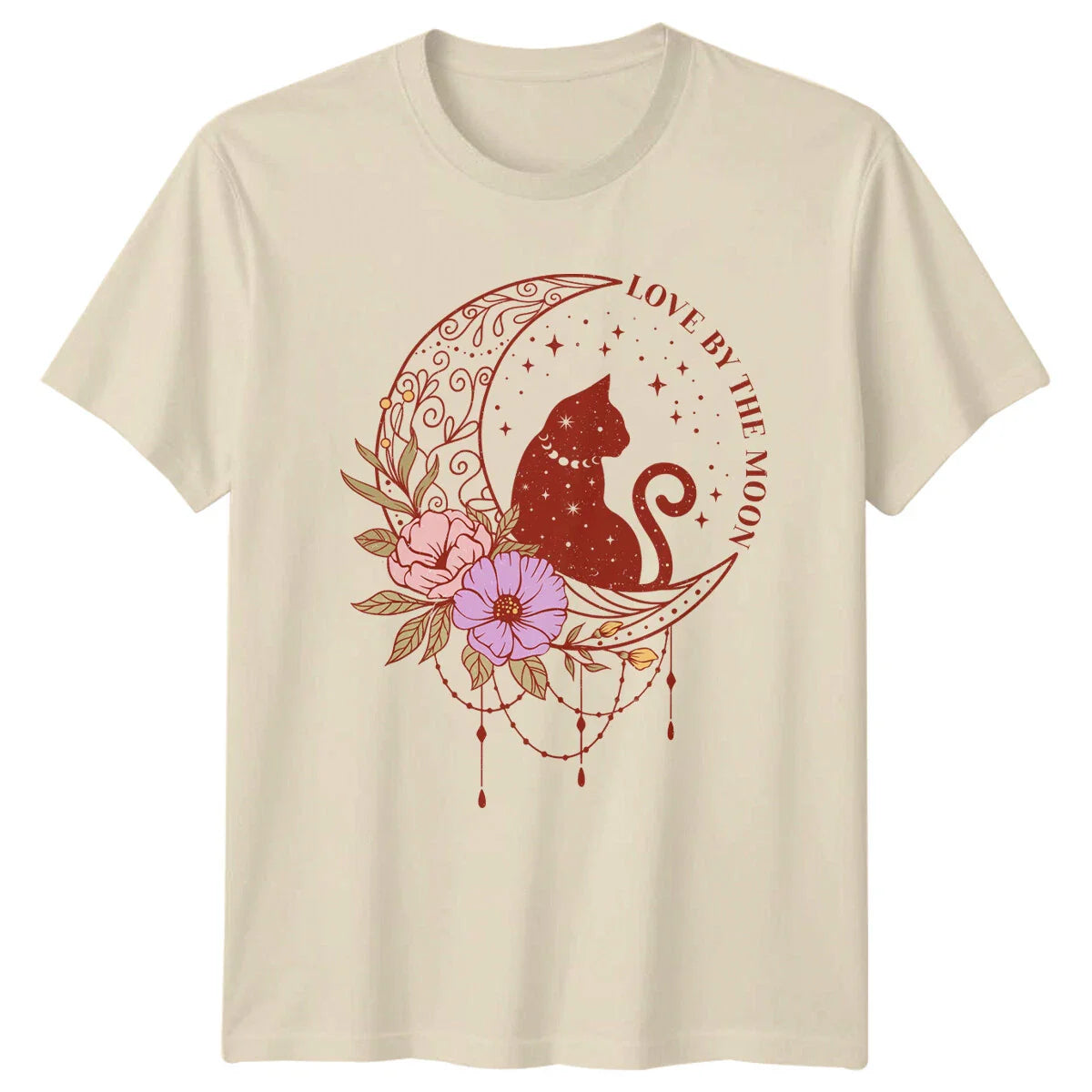 Love By The Moon Cat Celestial Boho Magic Women Men T-Shirt Unisex T-shirt, Sweatshirt, Hoodie, Long Sleeve Tee - T-Shirt, Sweatshirt, Hoodie