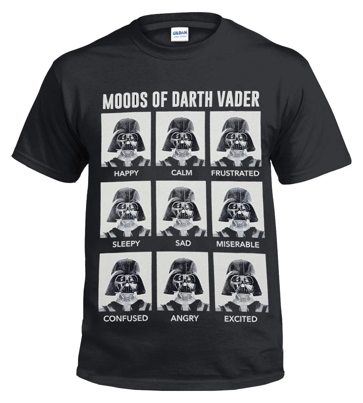MOODS OF DARTH VADER T-ShirtFunnyStarWarsStormtrooperSadHappyMensKidsLadiesSanta Unisex T-shirt, Sweatshirt, Hoodie, Long Sleeve Tee - T-Shirt, Sweatshirt, Hoodie