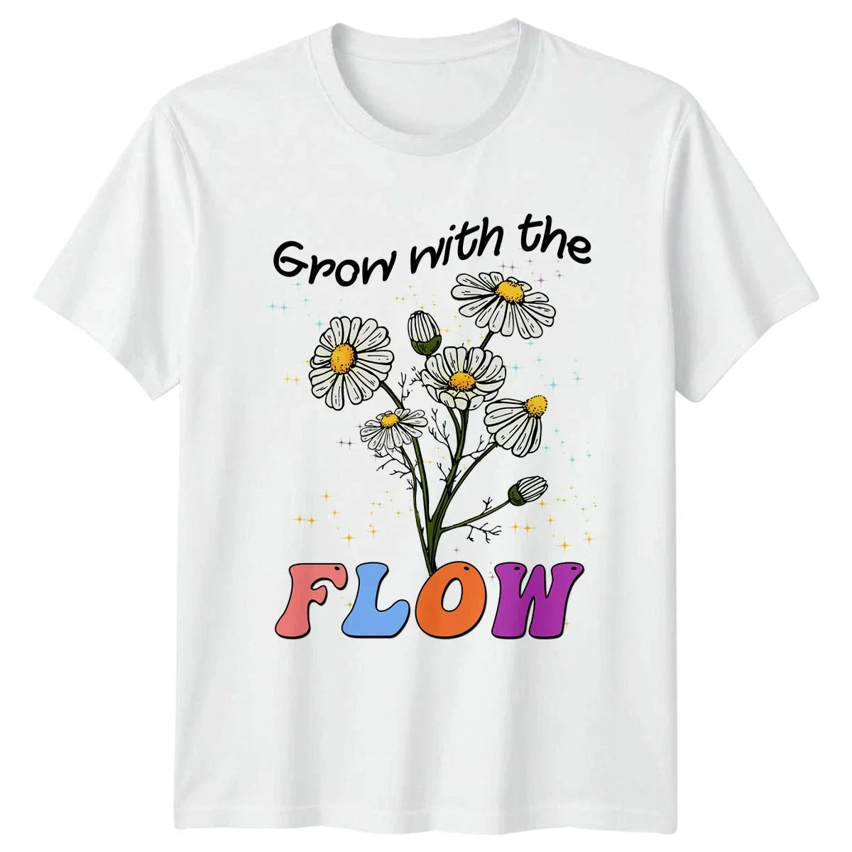 Grow With The Flow Womens T-Shirt Boho Daisy Nature Birthday Gift For Her Unisex T-shirt, Sweatshirt, Hoodie, Long Sleeve Tee - T-Shirt, Sweatshirt, Hoodie