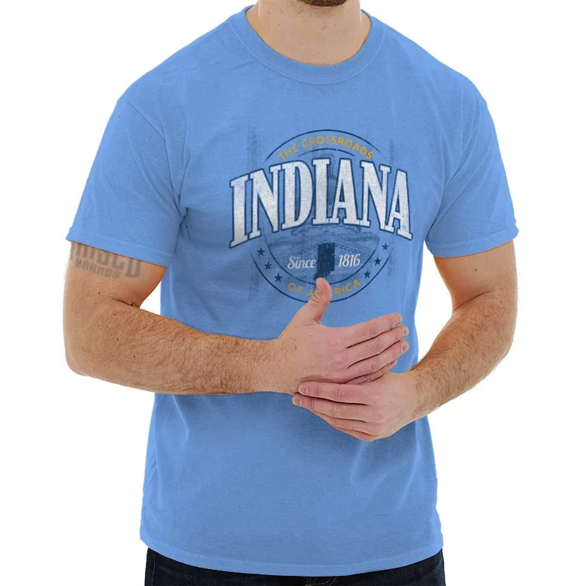 Indiana Hoosier State Crossroads Of America Adult Short Sleeve Crewneck Tee Unisex T-shirt, Sweatshirt, Hoodie, Long Sleeve Tee - T-Shirt, Sweatshirt, Hoodie