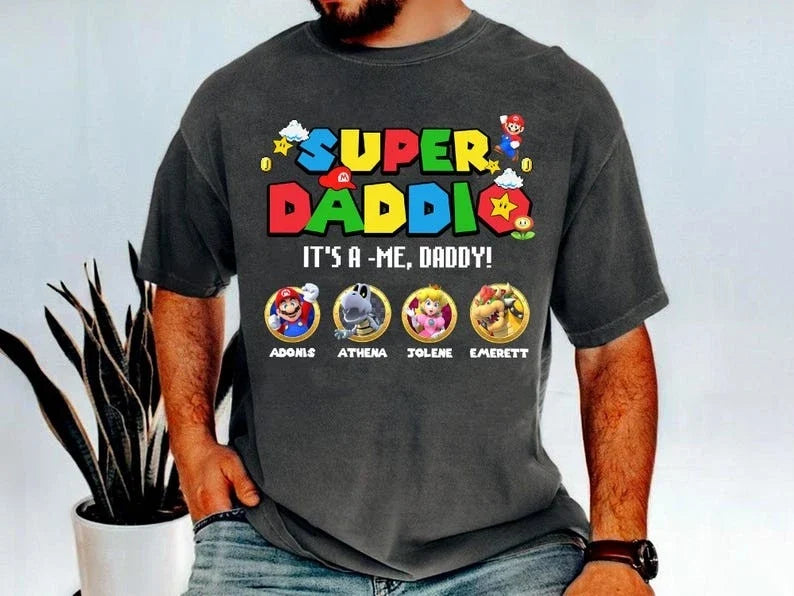Custom Super Daddio Shirt, Funny Dad Shirt, Father'S Day Shirt, Super Dad Shirt Unisex T-shirt, Sweatshirt, Hoodie, Long Sleeve Tee - T-Shirt, Sweatshirt, Hoodie