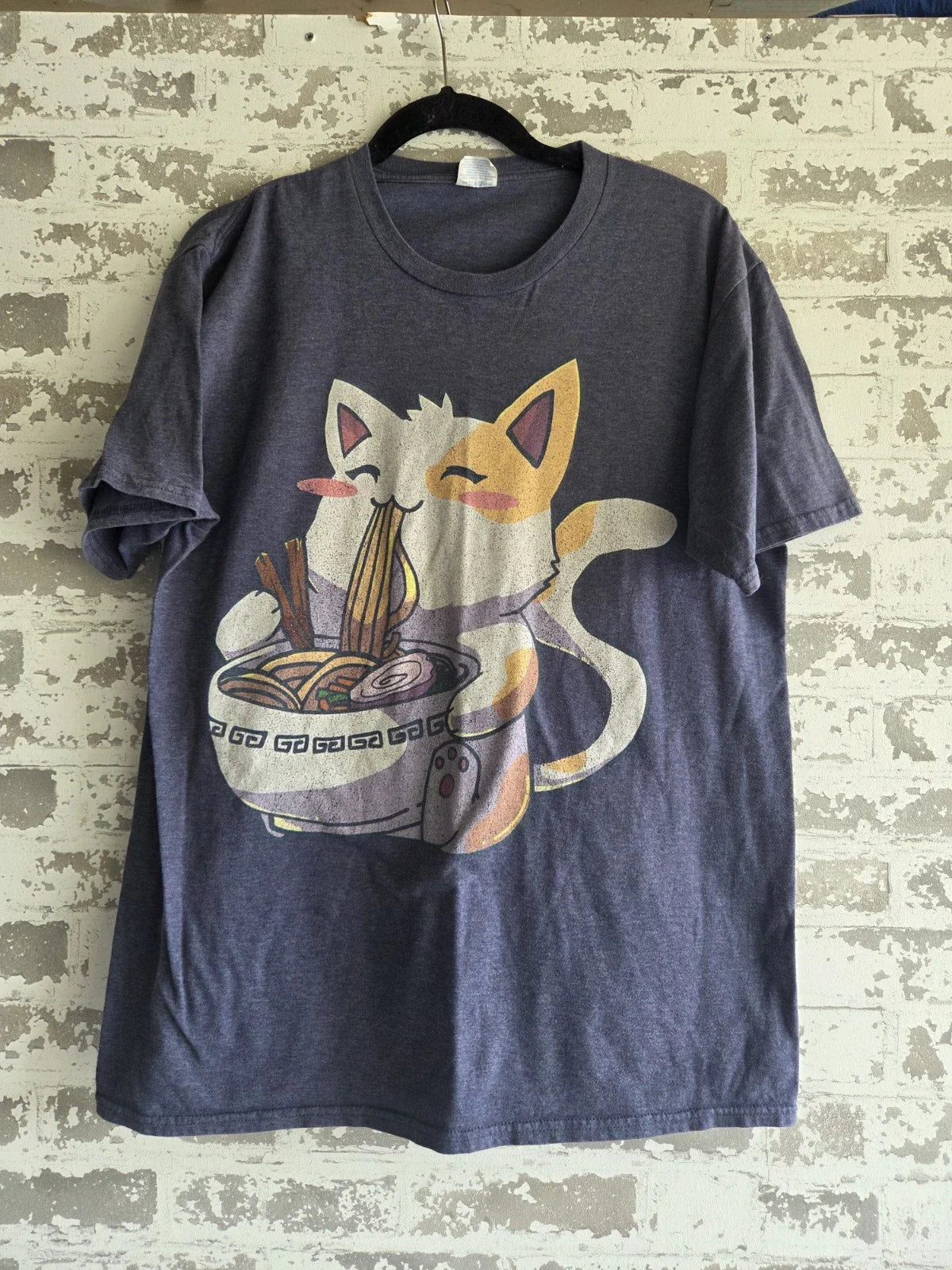 Port & Company Kawaii Ramen Cat T-Shirt Gray Heathered Graphic Tee Adult Unisex T-shirt, Sweatshirt, Hoodie, Long Sleeve Tee - T-Shirt, Sweatshirt, Hoodie