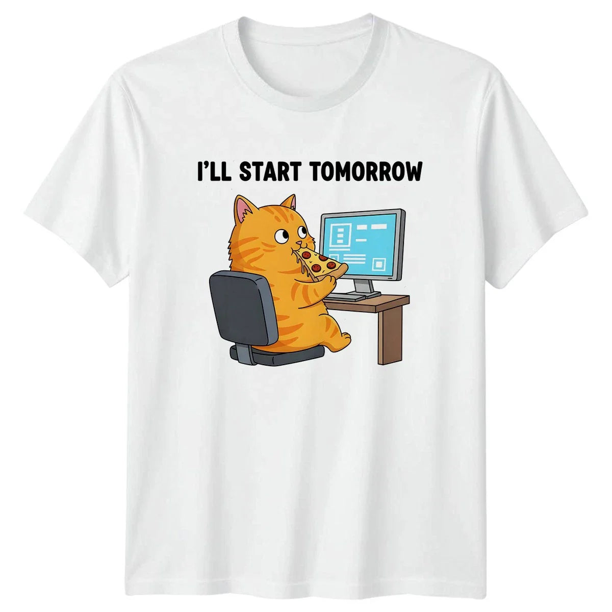 Ill Start Tomorrow Cat T-Shirt Lazy Cat Humor Gift For Him And Her Unisex T-shirt, Sweatshirt, Hoodie, Long Sleeve Tee - T-Shirt, Sweatshirt, Hoodie