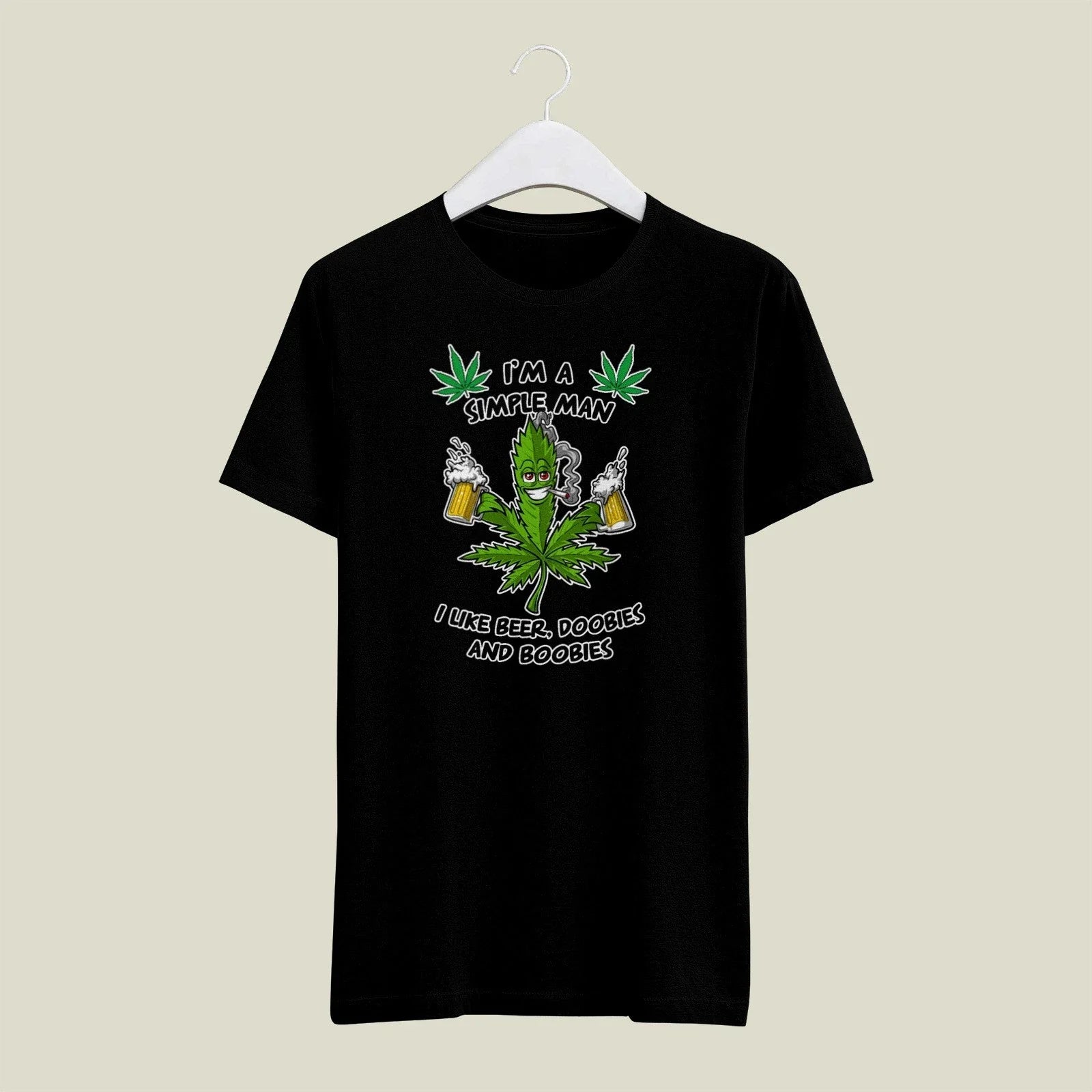 Black  X-LARGE  Mens Gildan T Shirt Simple Man Beer Doobies Boobies 420 Weed Unisex T-shirt, Sweatshirt, Hoodie, Long Sleeve Tee - T-Shirt, Sweatshirt, Hoodie