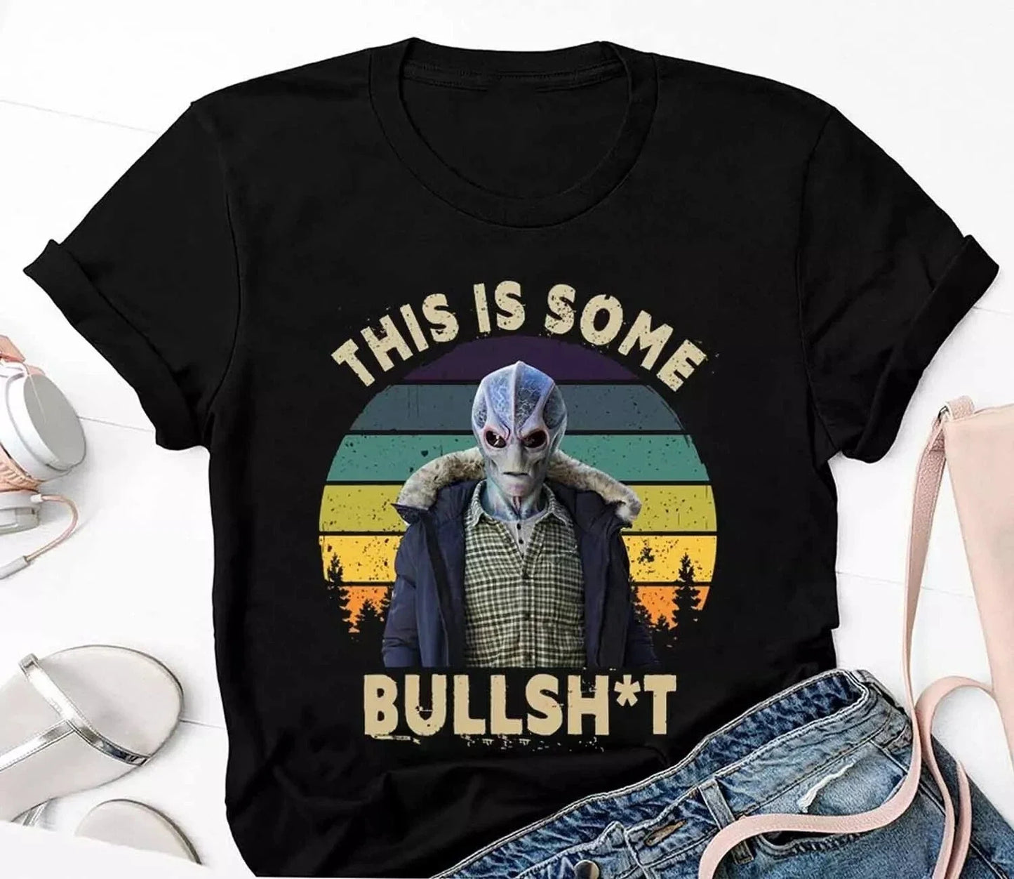 Vintage This Is Bullsht Shirt, Resident Alien Shirt, Alien UFO Unisex T-shirt, Sweatshirt, Hoodie, Long Sleeve Tee - T-Shirt, Sweatshirt, Hoodie
