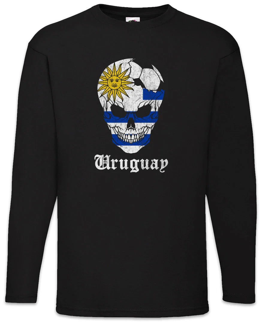 Uruguay Football Skull I Men Long Sleeve T-Shirt uruguayan Soccer Flag Unisex T-shirt, Sweatshirt, Hoodie, Long Sleeve Tee - T-Shirt, Sweatshirt, Hoodie
