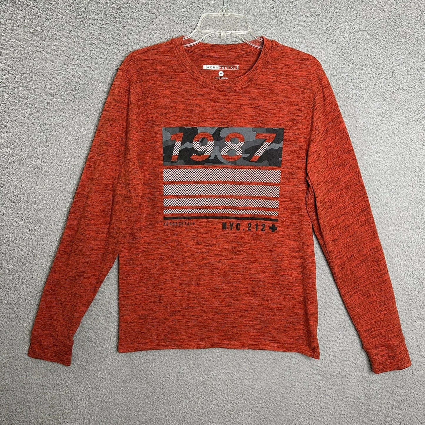 Aeropostale T Shirt Mens Medium Orange Chambray Long Sleeve Polyester Blend Unisex T-shirt, Sweatshirt, Hoodie, Long Sleeve Tee - T-Shirt, Sweatshirt, Hoodie