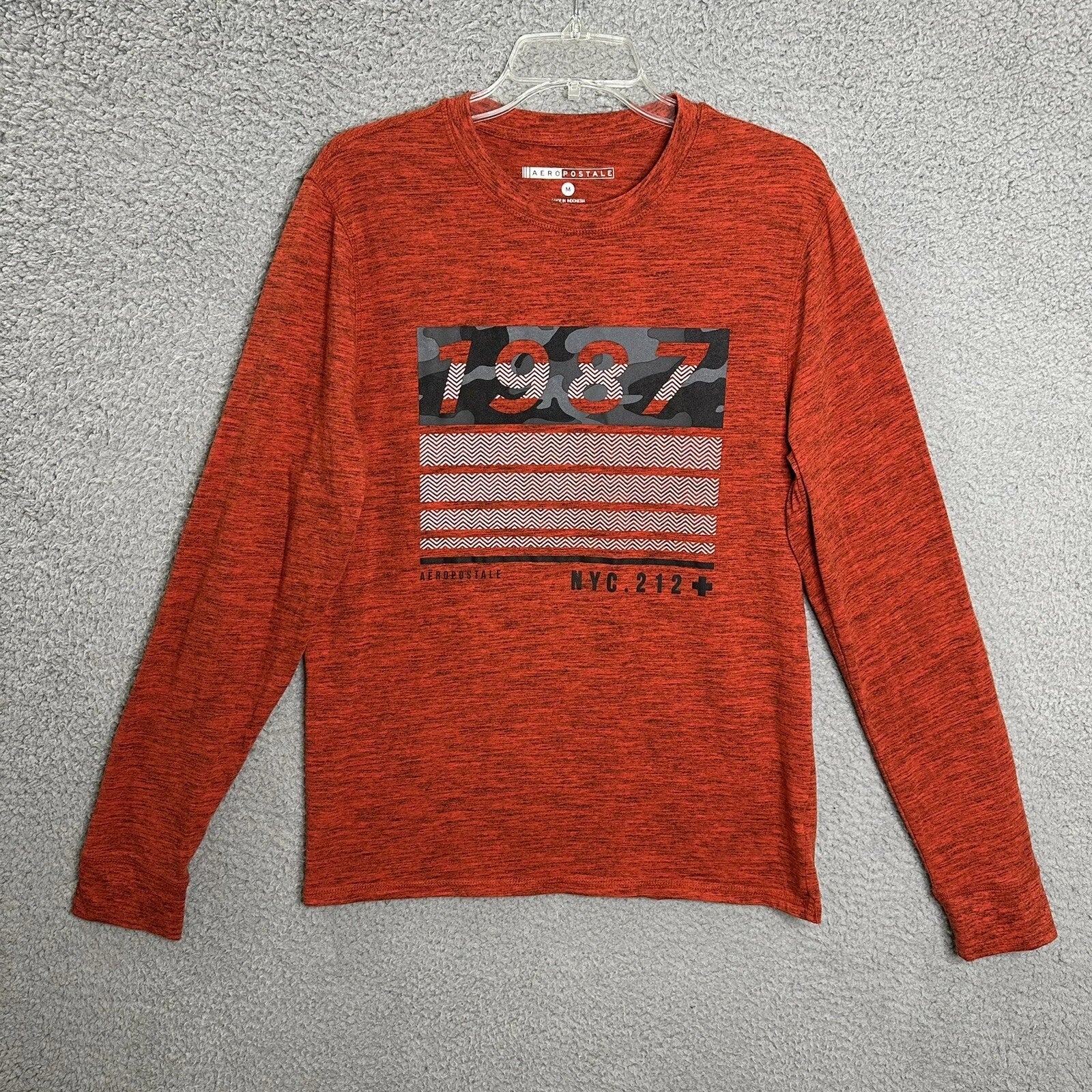 Aeropostale T Shirt Mens Medium Orange Chambray Long Sleeve Polyester Blend Unisex T-shirt, Sweatshirt, Hoodie, Long Sleeve Tee - T-Shirt, Sweatshirt, Hoodie