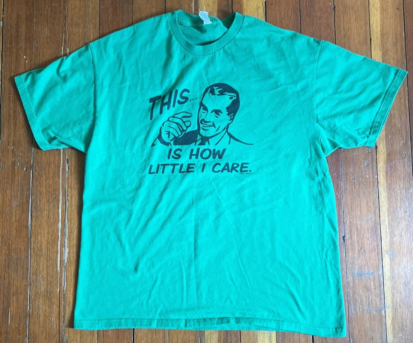 VTG Optima this Is How Little I Care Graphic Print T-Shirt Mens 2XL Green Unisex T-shirt, Sweatshirt, Hoodie, Long Sleeve Tee - T-Shirt, Sweatshirt, Hoodie