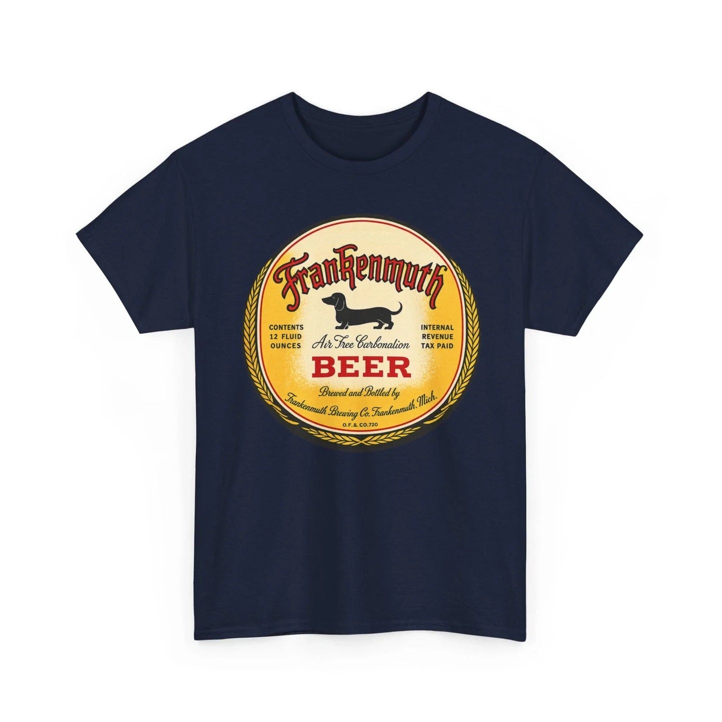 Frankenmuth Beer Dachshund Dog MI Brewing Co. Retro Breweriana Label T-Shirt Unisex T-shirt, Sweatshirt, Hoodie, Long Sleeve Tee - T-Shirt, Sweatshirt, Hoodie