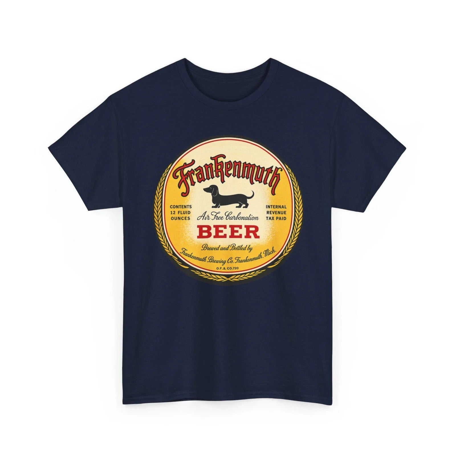 Frankenmuth Beer Dachshund Dog MI Brewing Co. Retro Breweriana Label T-Shirt Unisex T-shirt, Sweatshirt, Hoodie, Long Sleeve Tee - T-Shirt, Sweatshirt, Hoodie