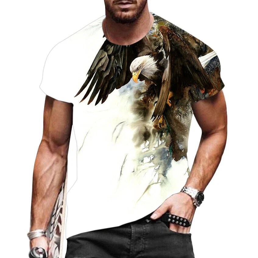 Men's T-Shirt Eagle White Fashion Graphic Print Short Sleeve Vintage Tee Shirt Unisex T-shirt, Sweatshirt, Hoodie, Long Sleeve Tee - T-Shirt, Sweatshirt, Hoodie