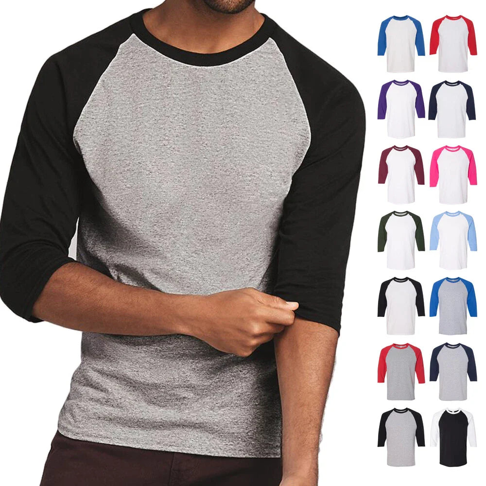 Raglan 3/4 Sleeve New Plain T-Shirt Baseball Tee Jersey Sports Men's Tee 5700 Unisex T-shirt, Sweatshirt, Hoodie, Long Sleeve Tee - T-Shirt, Sweatshirt, Hoodie