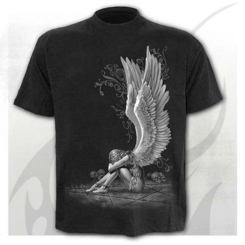 Spiral Direct Enslaved Angel Black Mens T-Shirt Heavy Metal Gothic Tattoo Biker Unisex T-shirt, Sweatshirt, Hoodie, Long Sleeve Tee - T-Shirt, Sweatshirt, Hoodie
