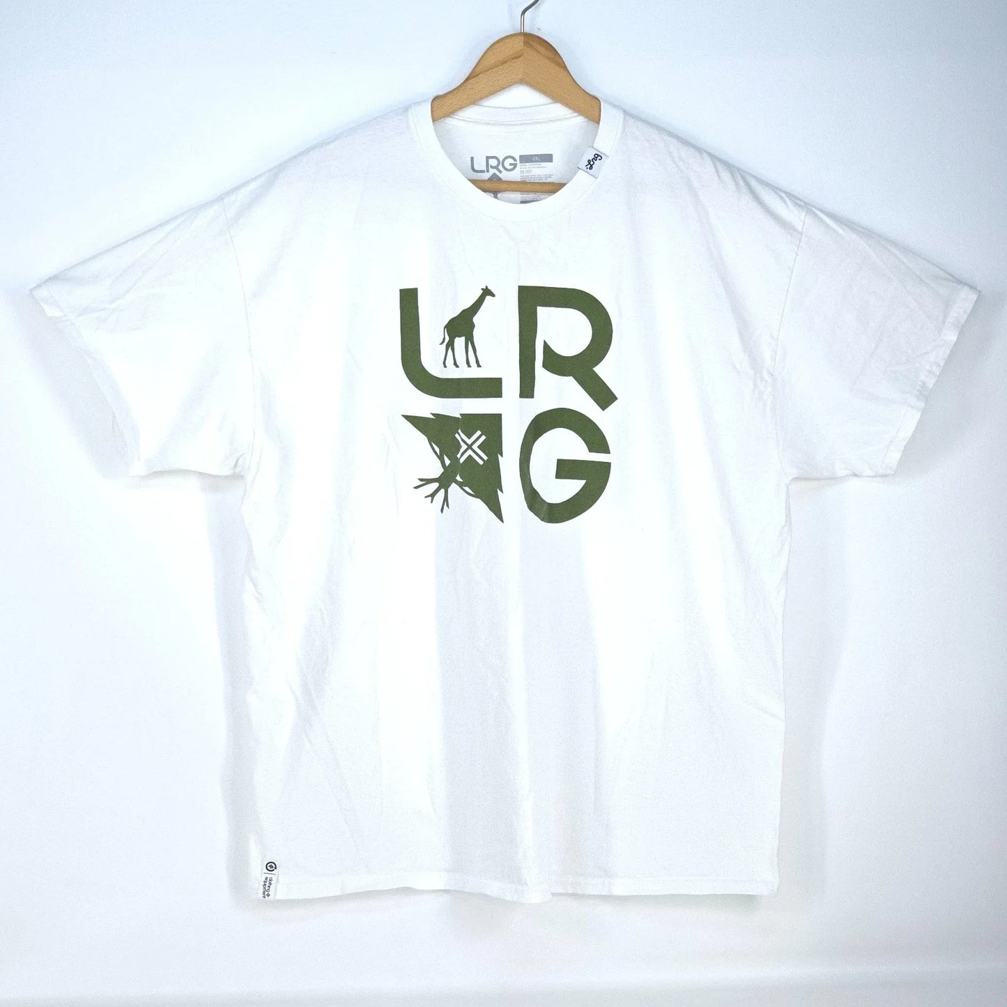 LRG Giraffe Logo Graphic Print T Shirt Mens 2XL White Streetwear Skate Urbanwear Unisex T-shirt, Sweatshirt, Hoodie, Long Sleeve Tee - T-Shirt, Sweatshirt, Hoodie