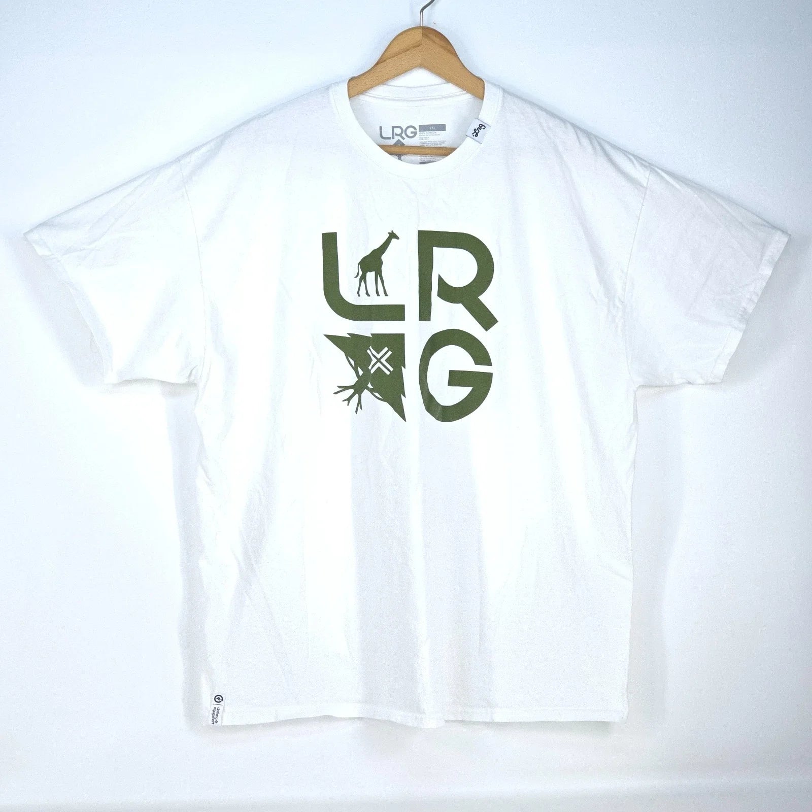 LRG Giraffe Logo Graphic Print T Shirt Mens 2XL White Streetwear Skate Urbanwear Unisex T-shirt, Sweatshirt, Hoodie, Long Sleeve Tee - T-Shirt, Sweatshirt, Hoodie