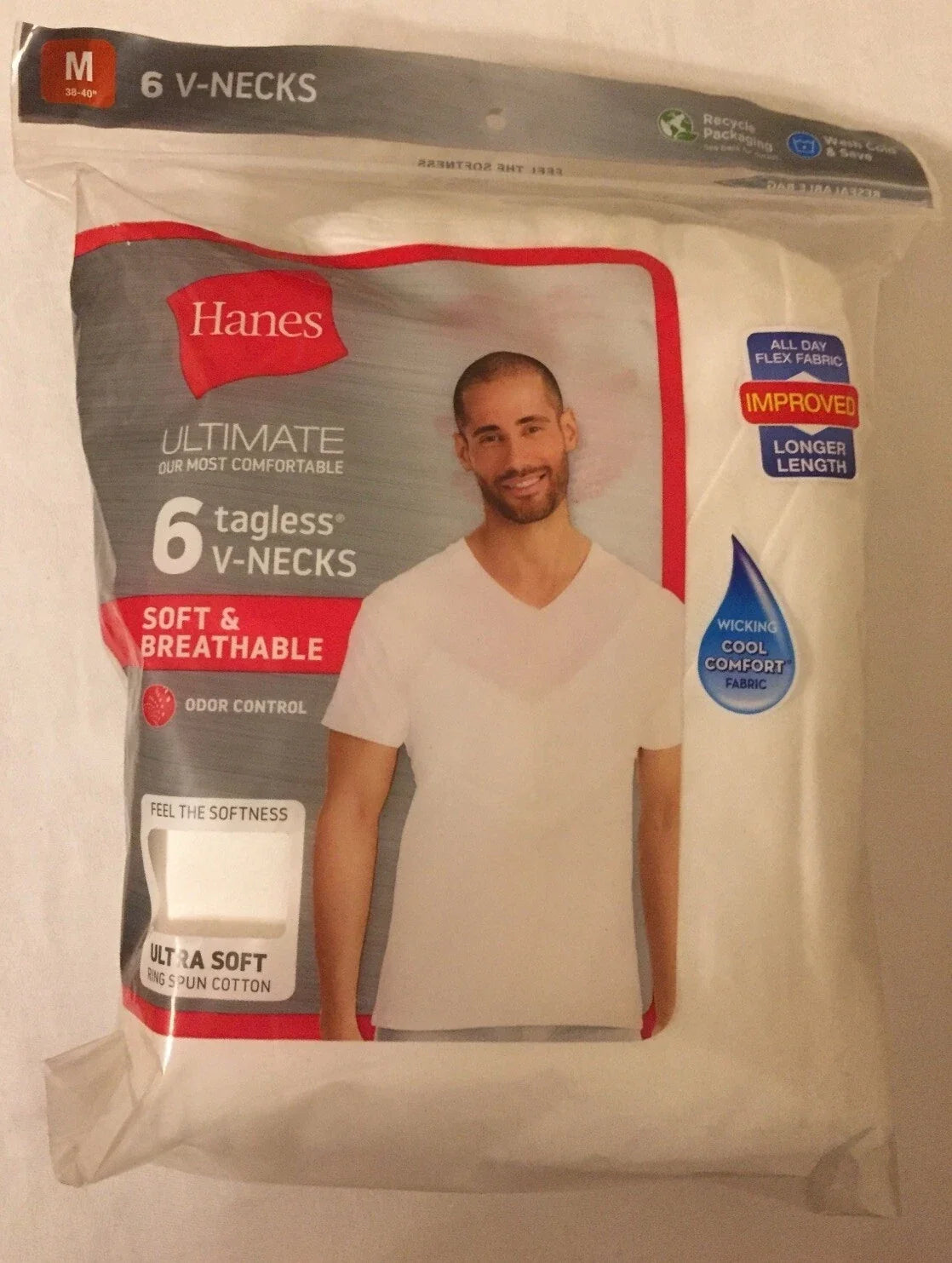 NWT Hanes 6 In Package V Neck Shirts T Tee Ultimate Men White Medium 100% Cotton Unisex T-shirt, Sweatshirt, Hoodie, Long Sleeve Tee - T-Shirt, Sweatshirt, Hoodie