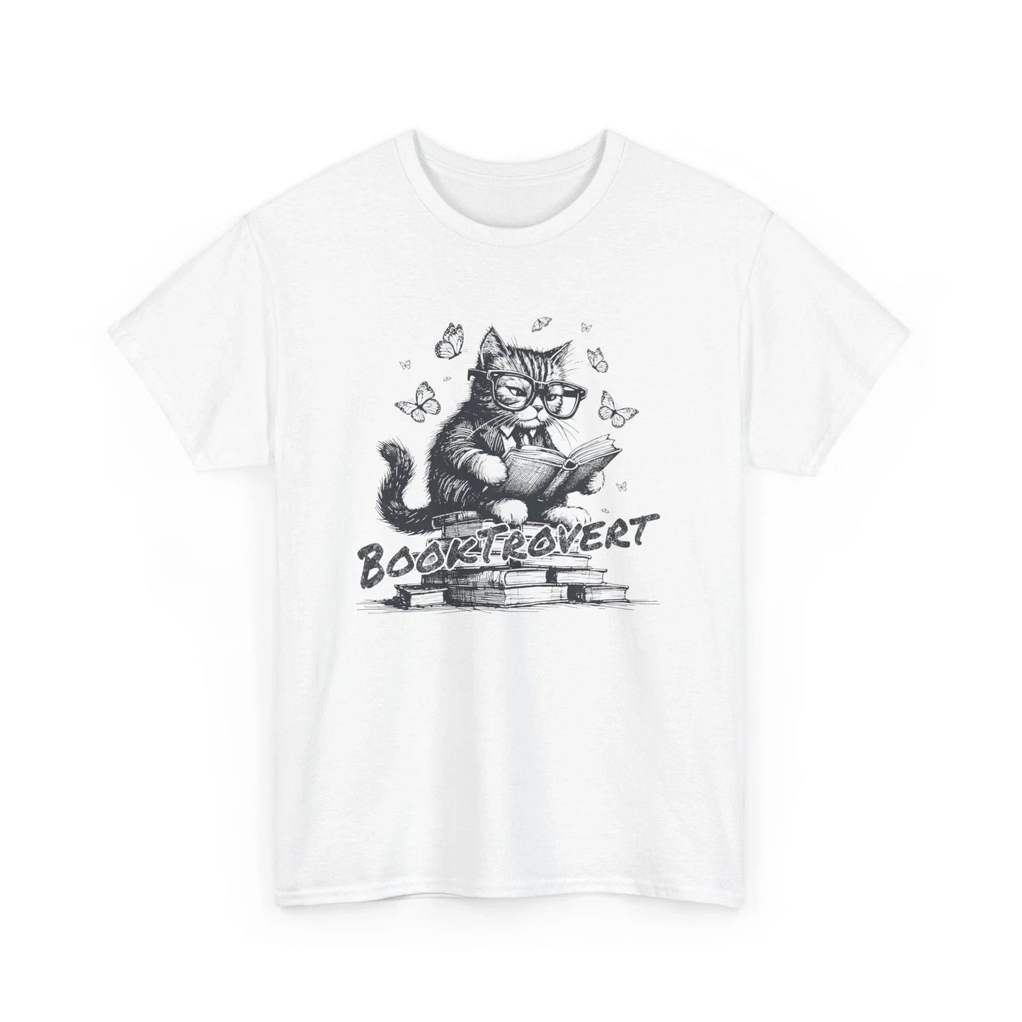 Book Lover T-Shirt | Funny Reading Shirt | Book Trovert Reading Cat T-Shirt Unisex T-shirt, Sweatshirt, Hoodie, Long Sleeve Tee - T-Shirt, Sweatshirt, Hoodie