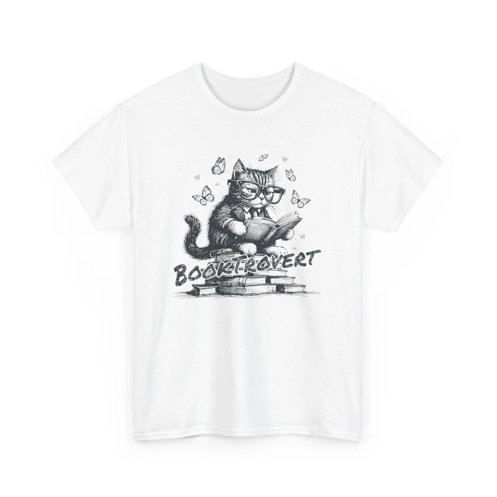 Book Lover T-Shirt | Funny Reading Shirt | Book Trovert Reading Cat T-Shirt Unisex T-shirt, Sweatshirt, Hoodie, Long Sleeve Tee - T-Shirt, Sweatshirt, Hoodie
