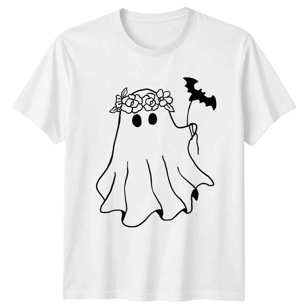 Floral Crown Ghost Bat Spooky Womens T-Shirt Spooky Cute Halloween Unisex T-shirt, Sweatshirt, Hoodie, Long Sleeve Tee - T-Shirt, Sweatshirt, Hoodie