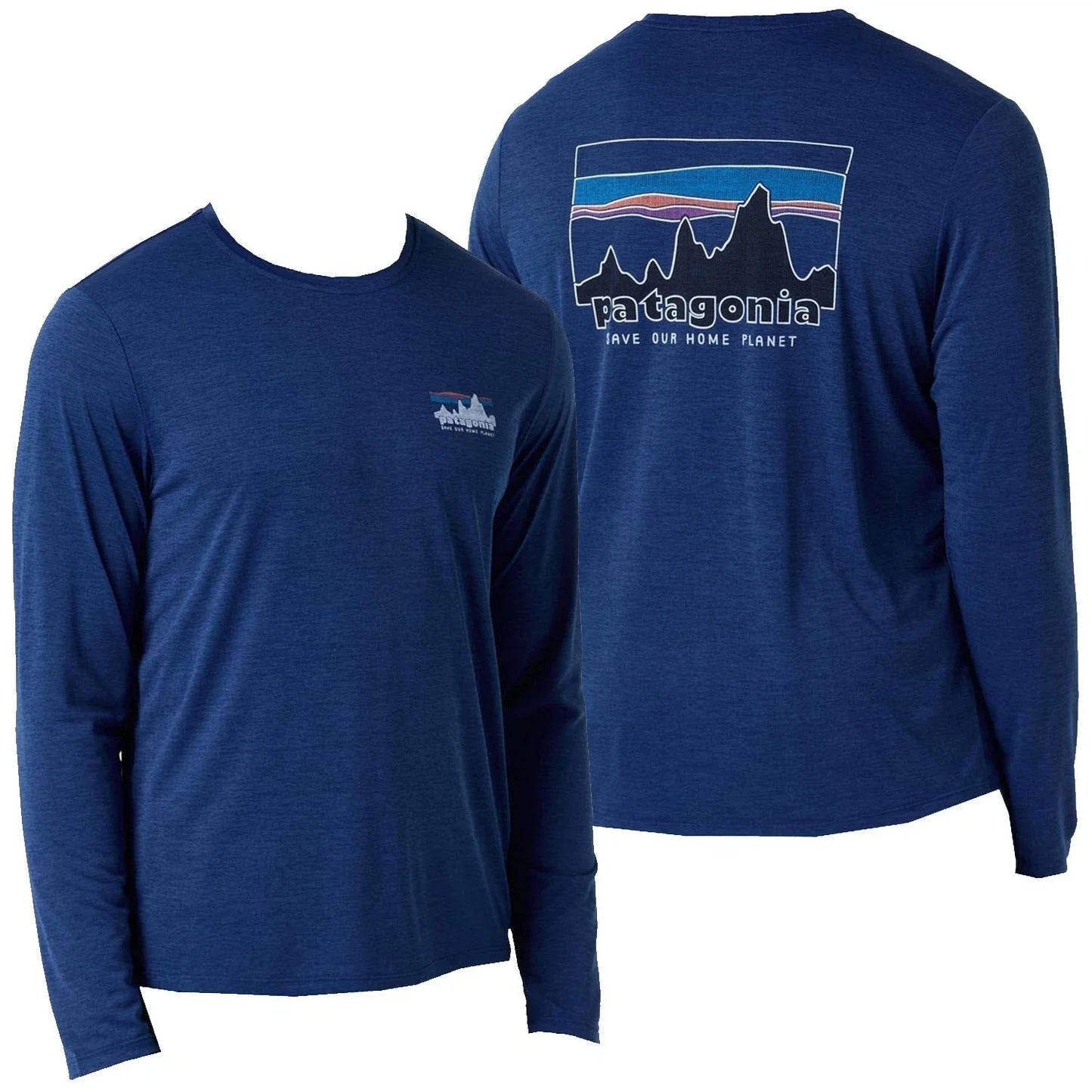 Patagonia Mens - Capilene Cool Daily '73 Skyline L/S T-shirt -Clement Blue/X-Dye Unisex T-shirt, Sweatshirt, Hoodie, Long Sleeve Tee - T-Shirt, Sweatshirt, Hoodie