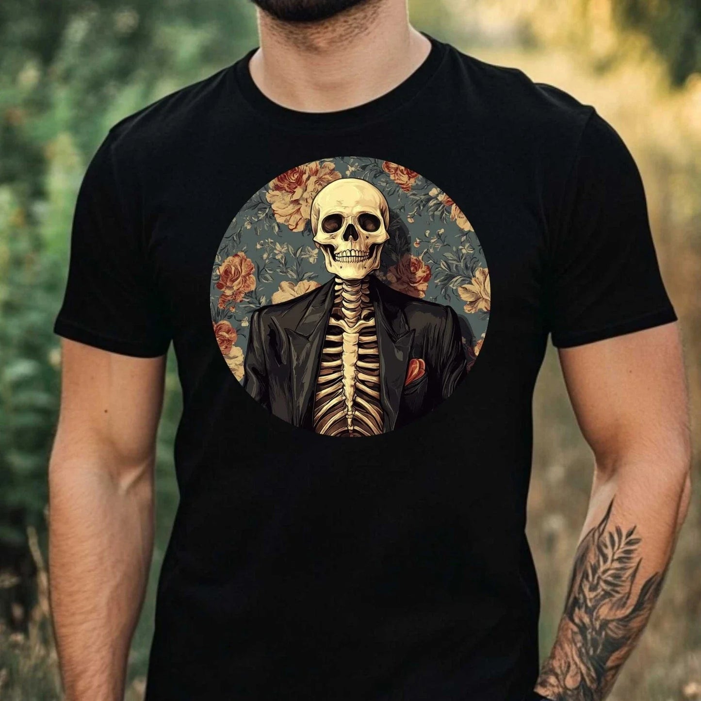 Mens Skeleton Portrait Motif Cotton T-Shirt Size XS to 5XL Unisex T-shirt, Sweatshirt, Hoodie, Long Sleeve Tee - T-Shirt, Sweatshirt, Hoodie