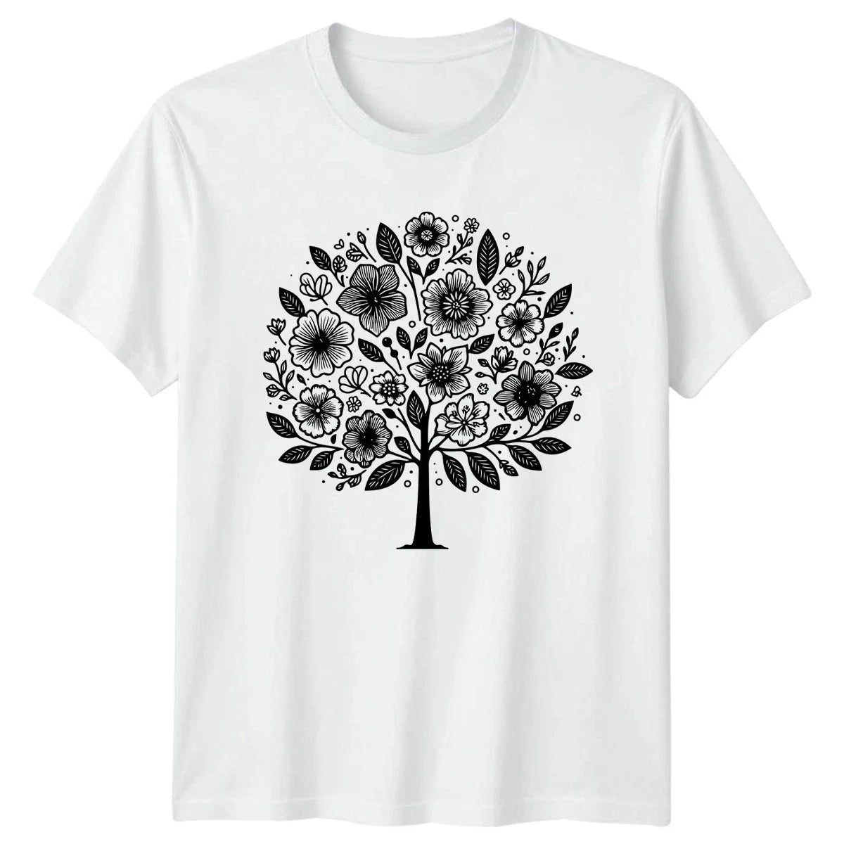 Detailed Floral Tree Of Life Botanical Womens T-Shirt Boho Style Nature Unisex T-shirt, Sweatshirt, Hoodie, Long Sleeve Tee - T-Shirt, Sweatshirt, Hoodie
