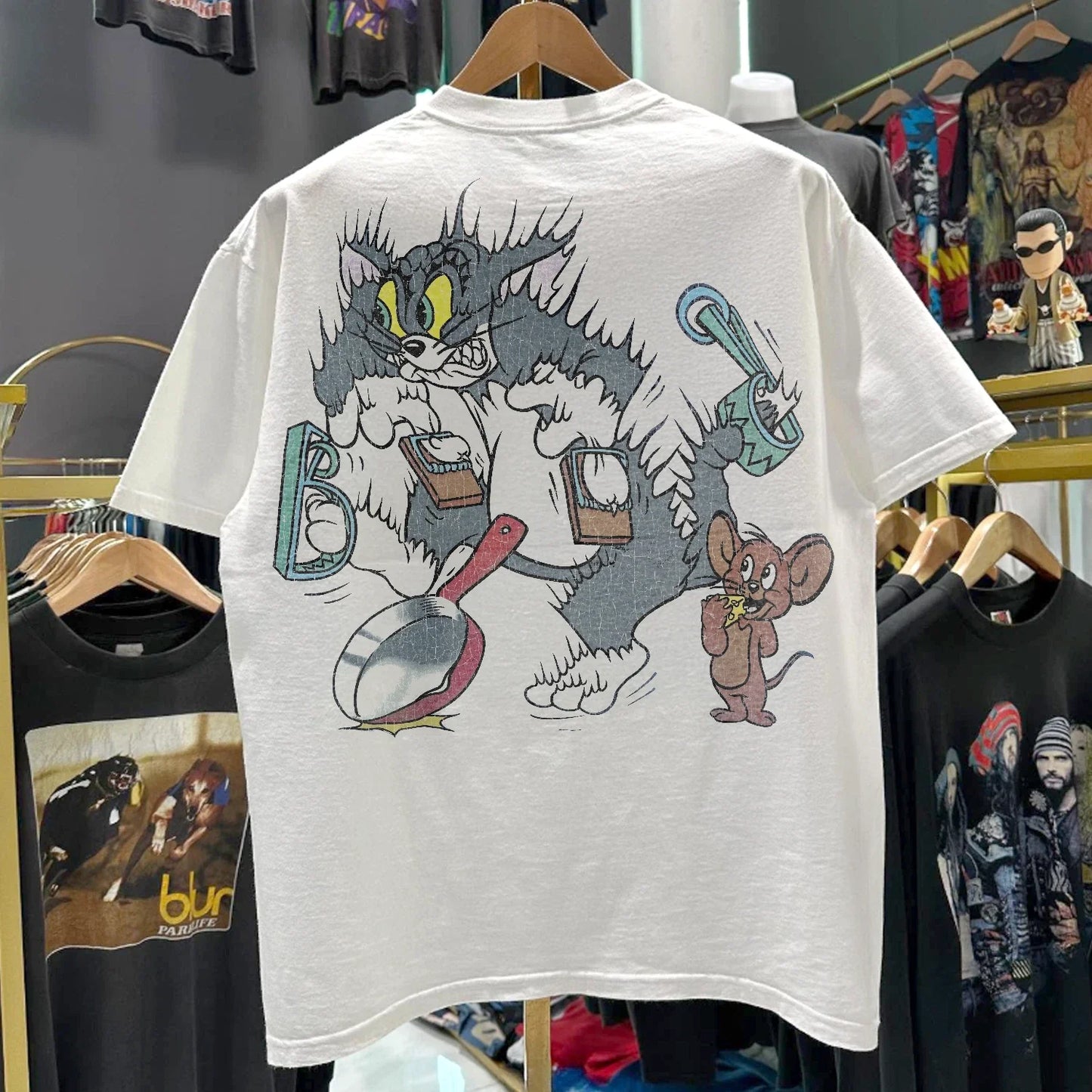 90s Tom And Jerry Promo T-Shirt White XXL Unisex T-shirt, Sweatshirt, Hoodie, Long Sleeve Tee - T-Shirt, Sweatshirt, Hoodie