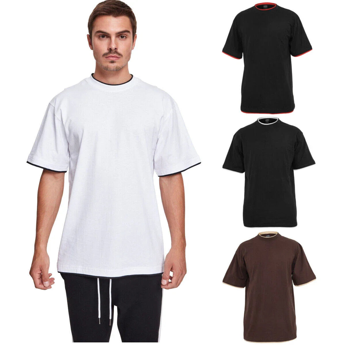 Urban Classics Contrast Tall Tee Herren T-Shirt Baumwolle Jersey Kontrast-rmel Unisex T-shirt, Sweatshirt, Hoodie, Long Sleeve Tee - T-Shirt, Sweatshirt, Hoodie